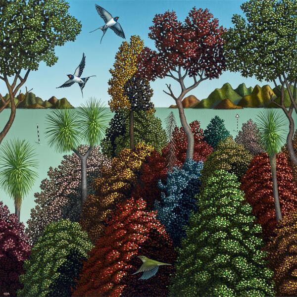 Hamish Allen Morning Glory And The Pleasure Garden&nbsp;50x50cm Box Framed Print