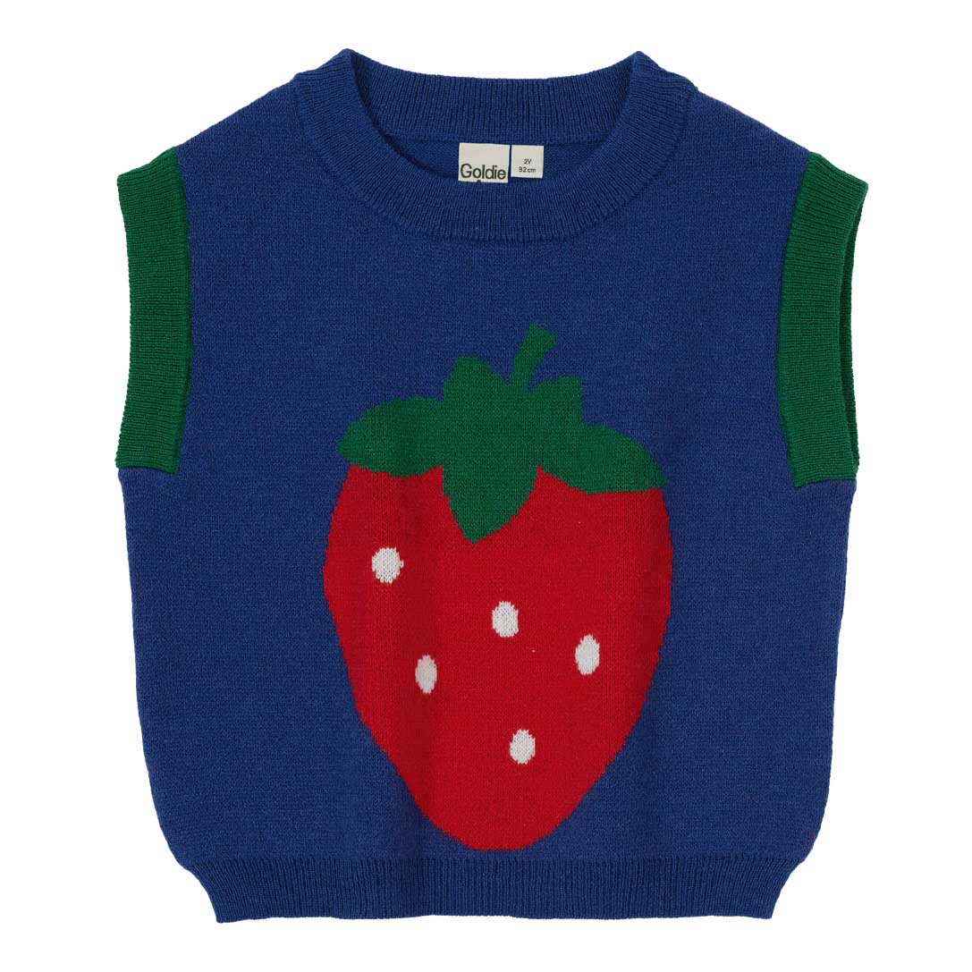 Goldie + Ace Jumbo Strawberry Knit Vest 3-5Y