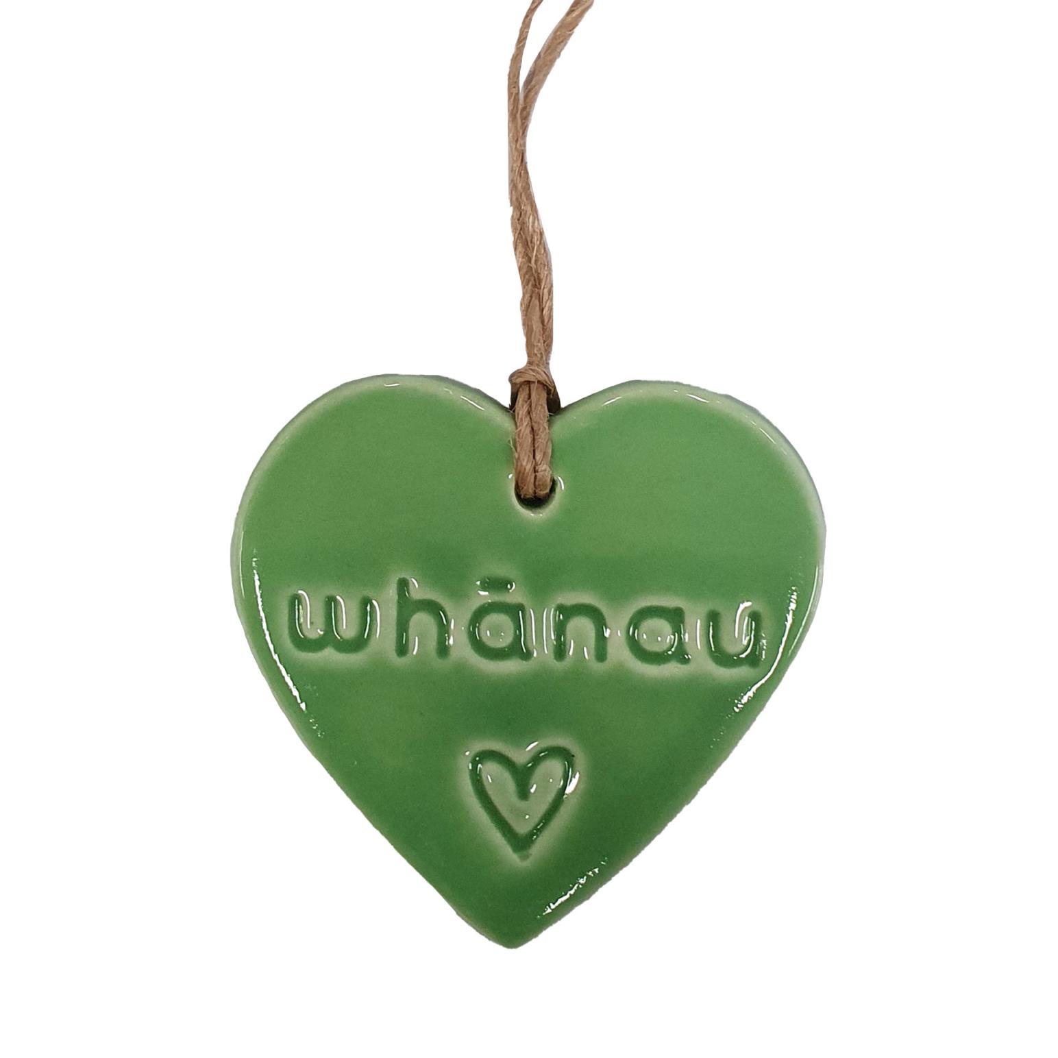 Michelle Bow Ceramics Hanging Bright Heart 7cm x 7cm Whanau