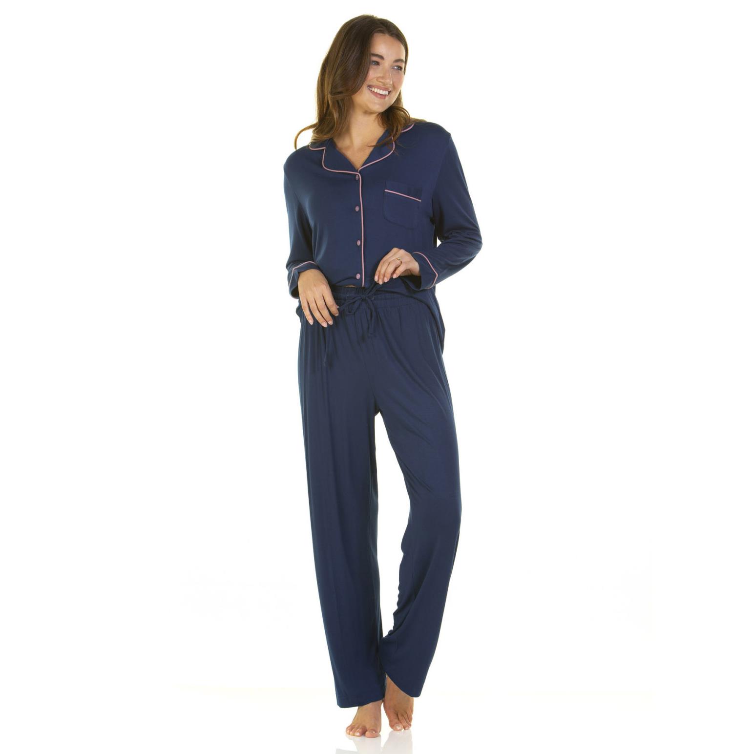 La Marquise Bamboo Lace Long Sleeve Button Thru Pyjamas