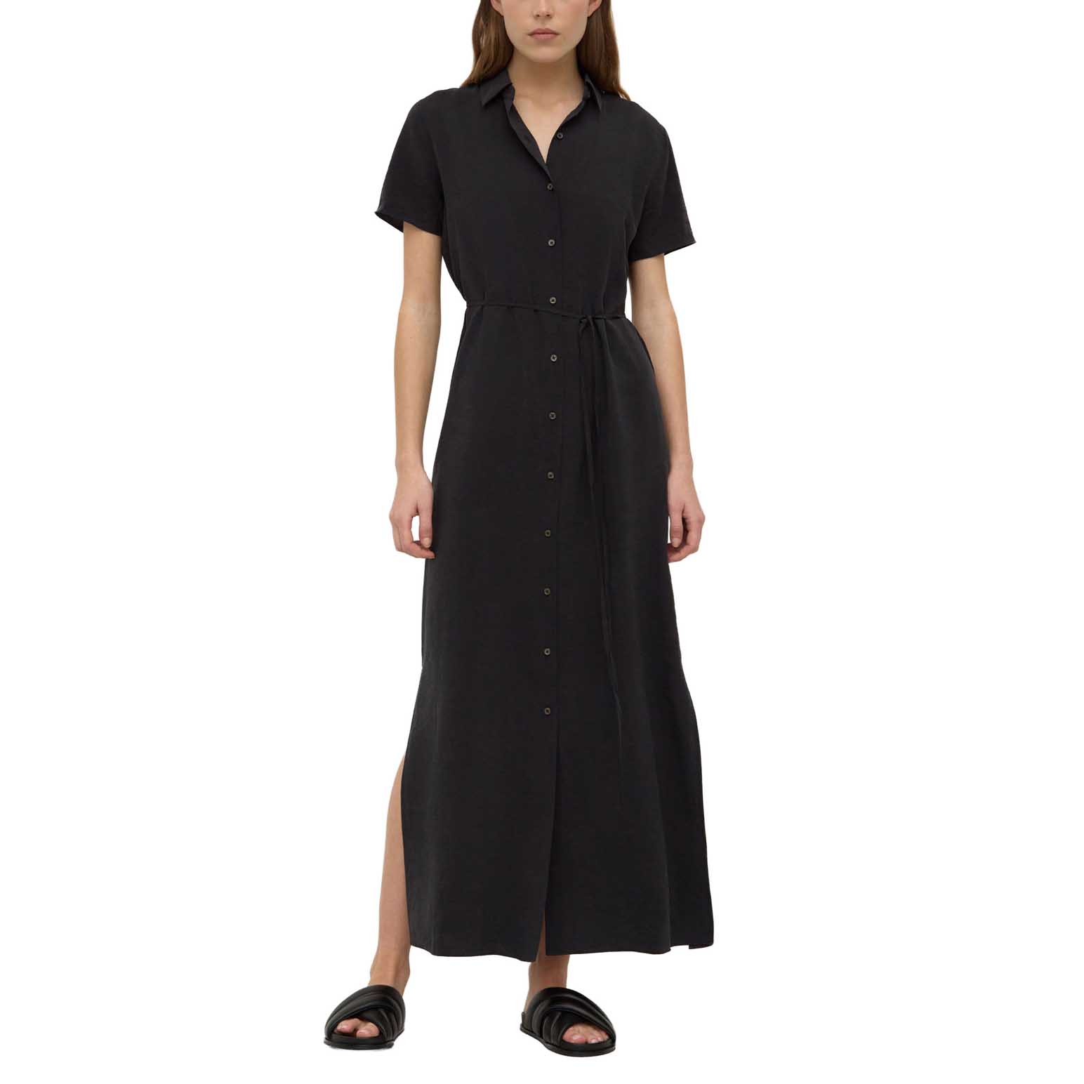 Assembly Label Heather Silk Blend Shirt Dress Black