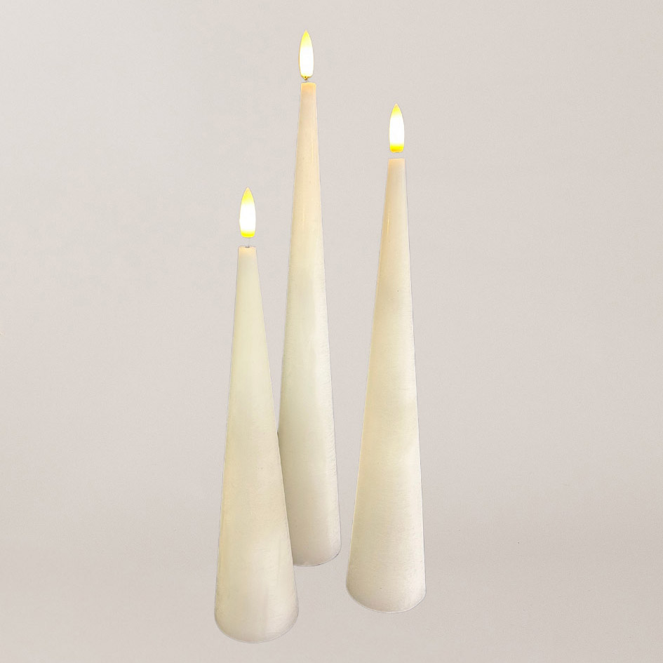 Stellar Haus Cone Candle 25cm In White AA With Timer