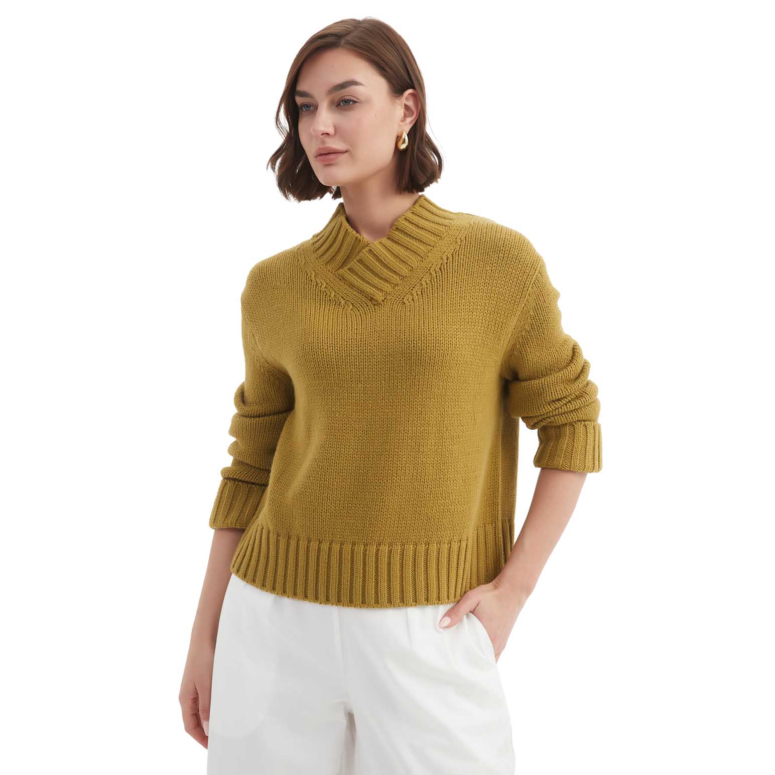 TIRELLI Crossover Collar Knit Jumper
