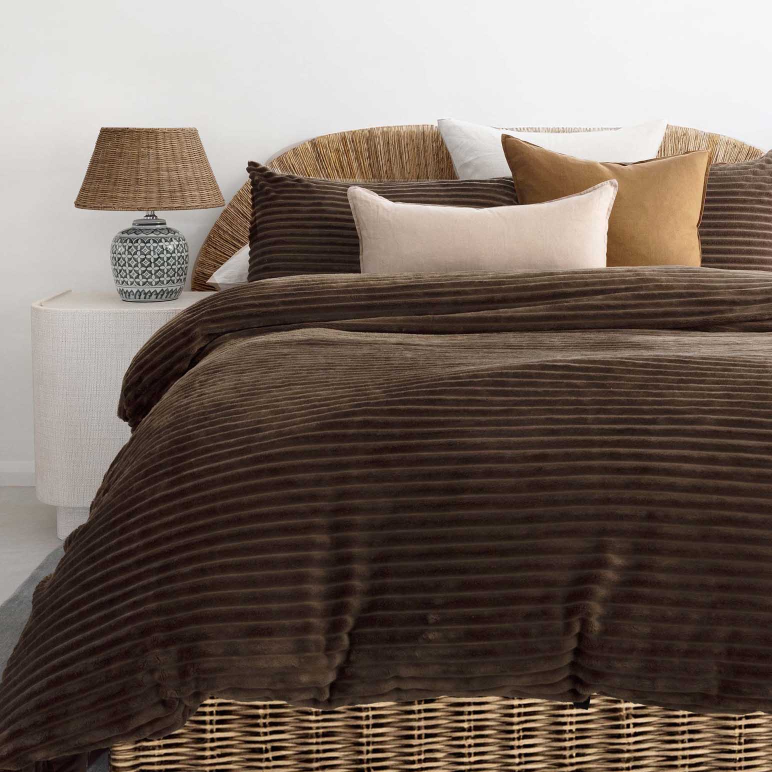 Bambury Channel Quilt Cover Set Chocolate
