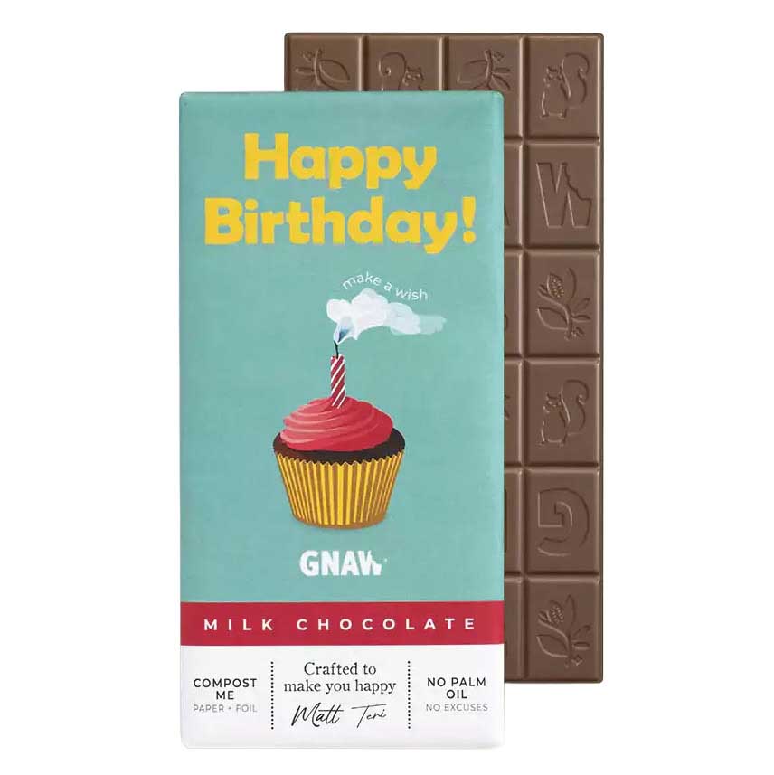 GNAW 'Happy Birthday' Milk Chocolate Bar 80g