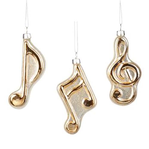 Goodwill Glass Gilt Music Note Ornament Assorted 10cm