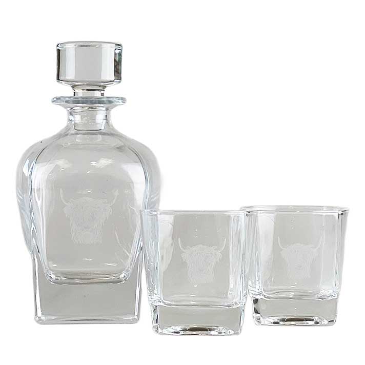 Selbrae House Decanter & Glass Set - Highland Cow