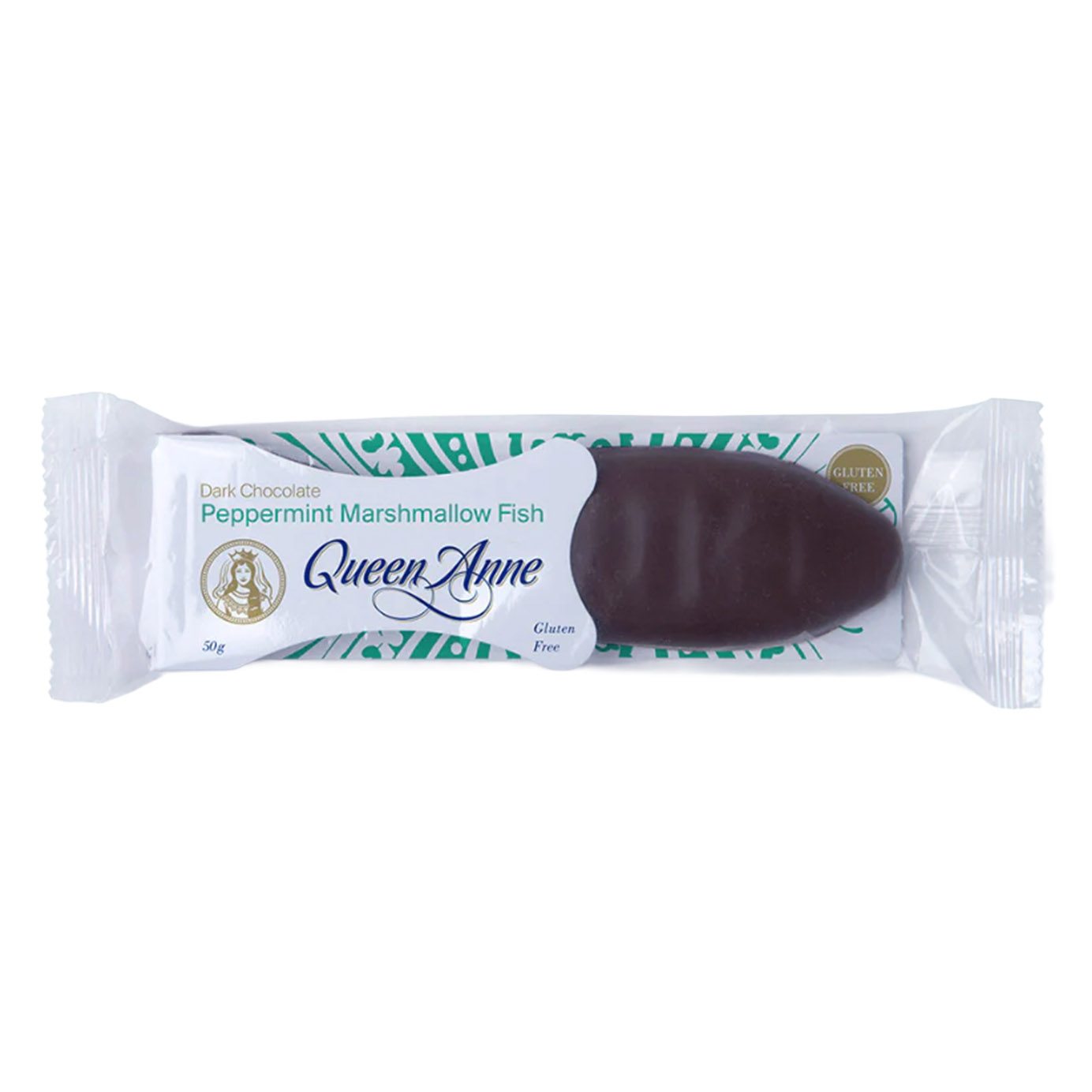 Queen Anne Marshmallow Fish Dark Chocolate Peppermint 50g