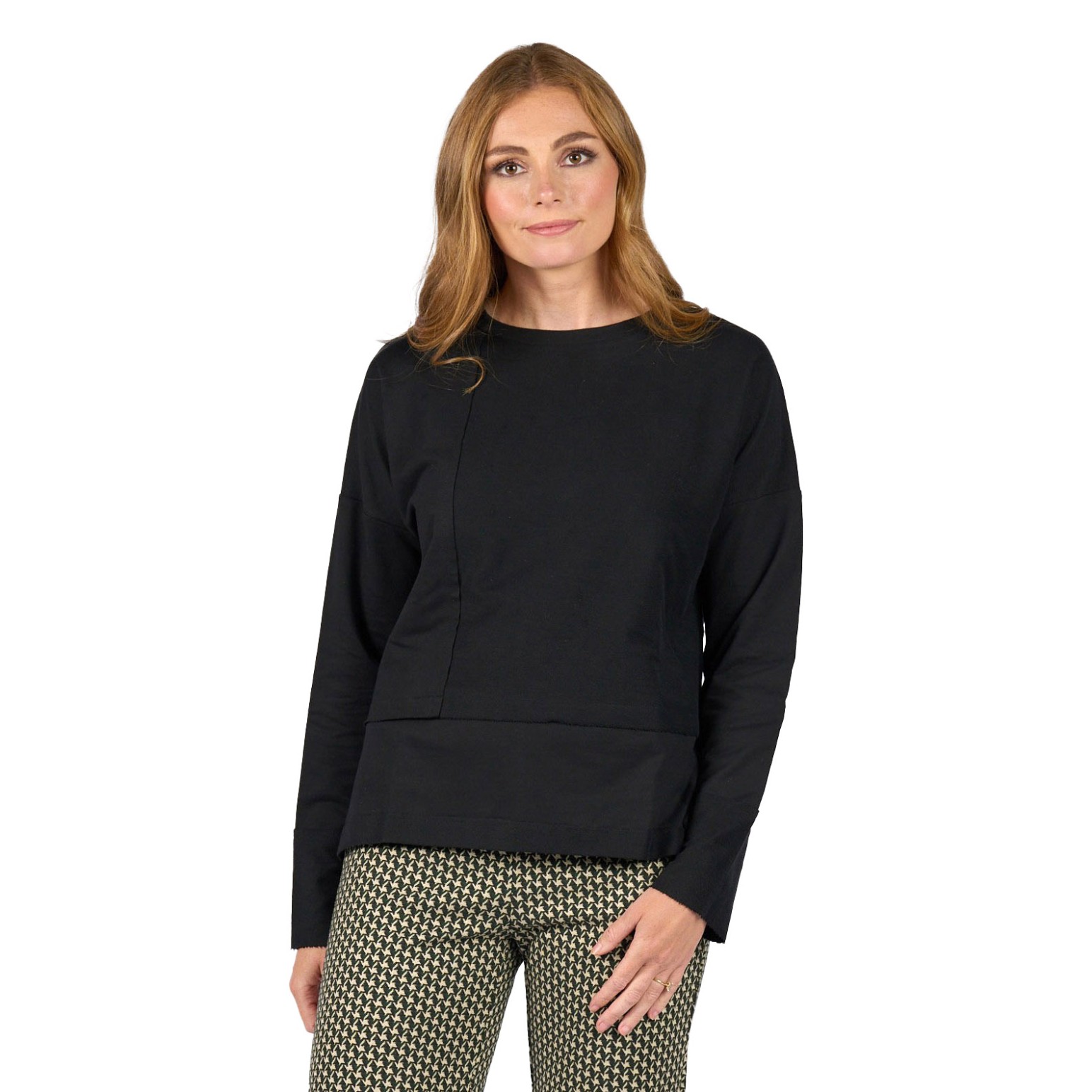 Vassalli Long Sleeve Top With Reverse Detail