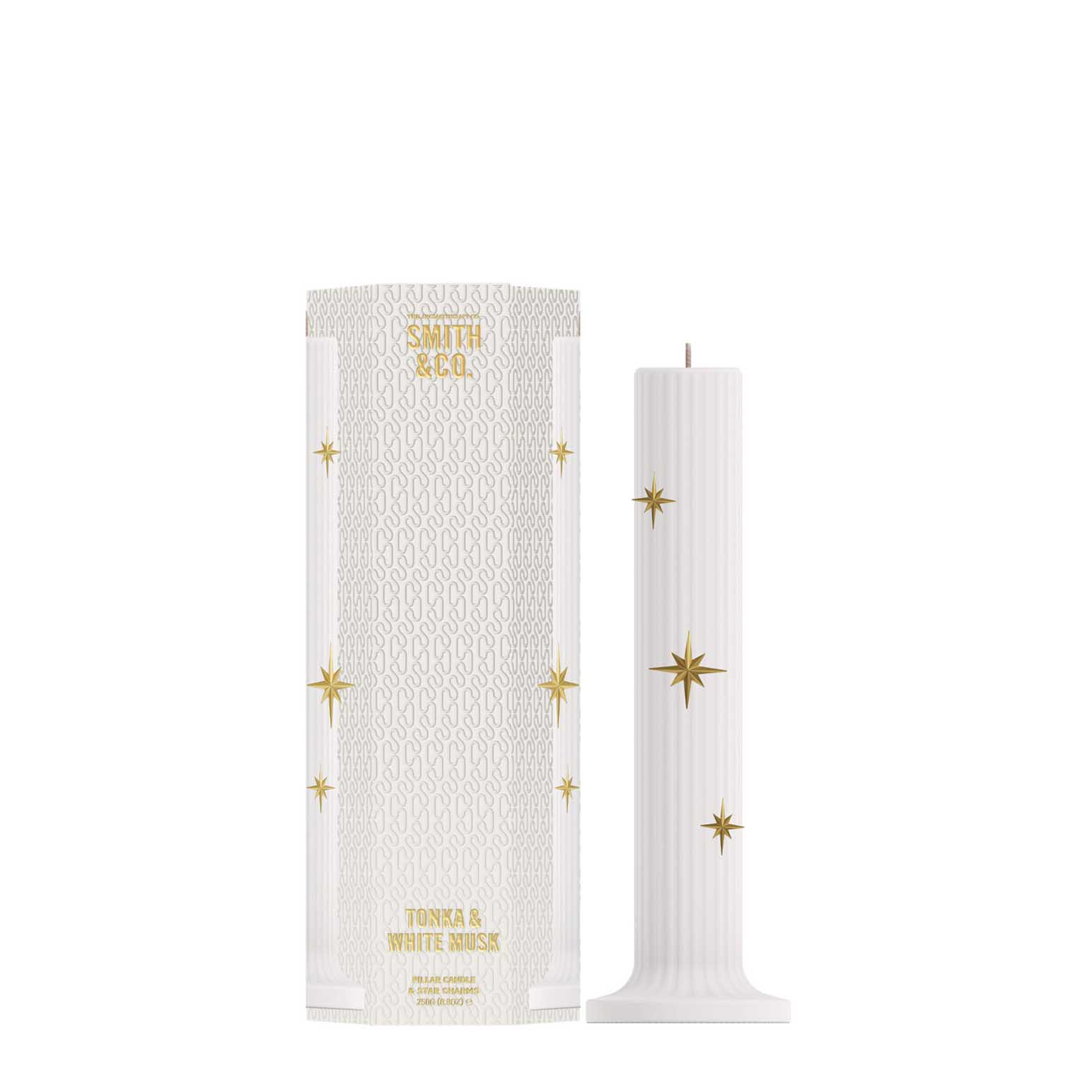 Smith & Co. Tonka & White Musk Festive Pillar Candle 250g