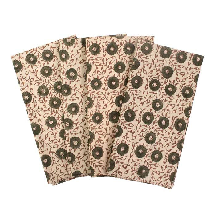 French Country Odette Handblock Cotton Napkin (4PC)