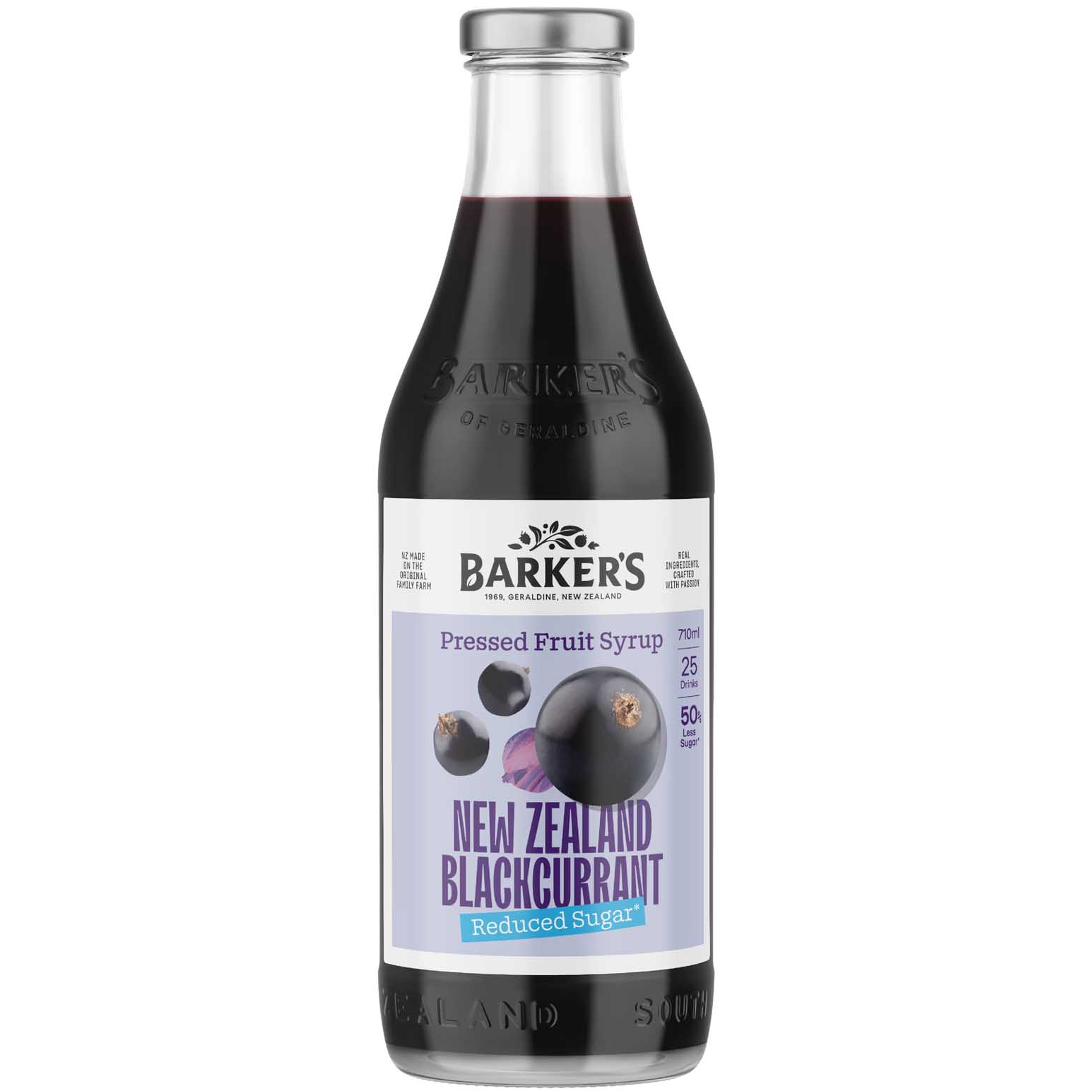 Barker's NZ Blackcurrant Reduced Sugar Fruit Syrup 710ml