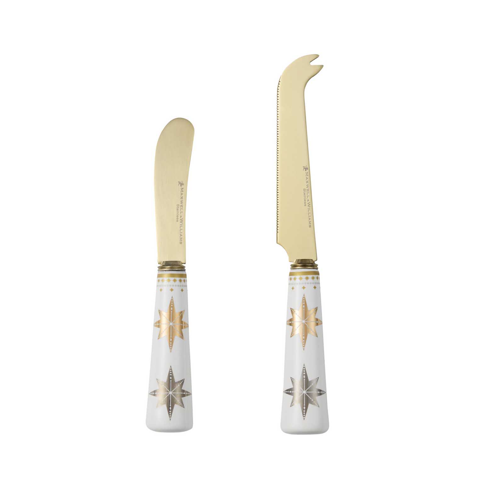 Maxwell & Williams White Christmas Spreader & Cheese Knife Set