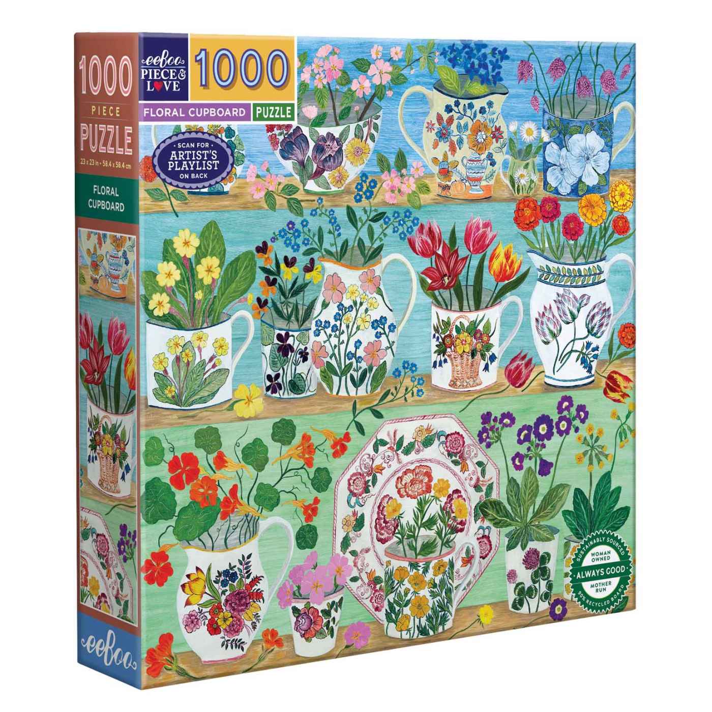 eeBoo Floral Cupboard Square Puzzle 1000pc