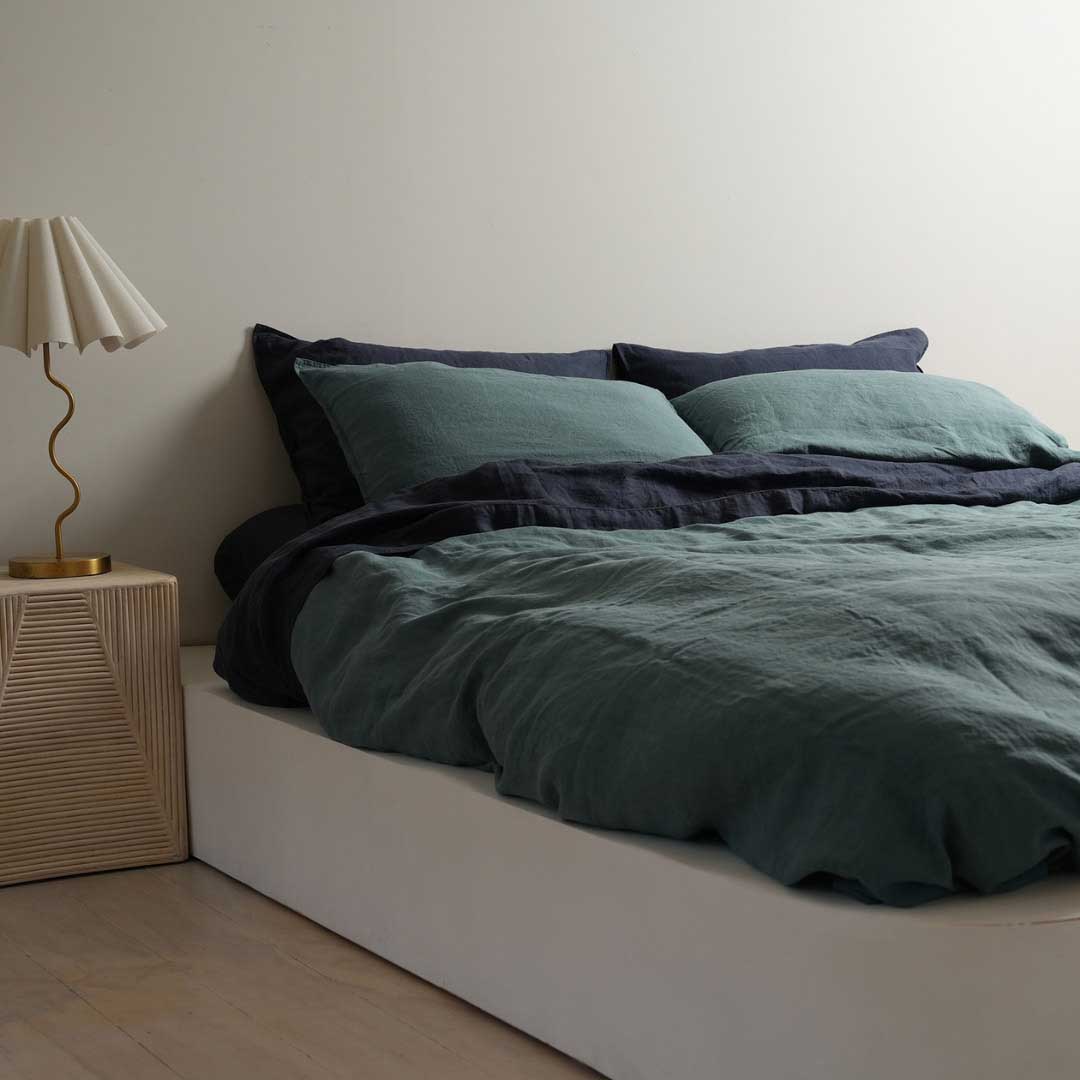 Home Lab 100% French Flax Linen Duvet Cover Set