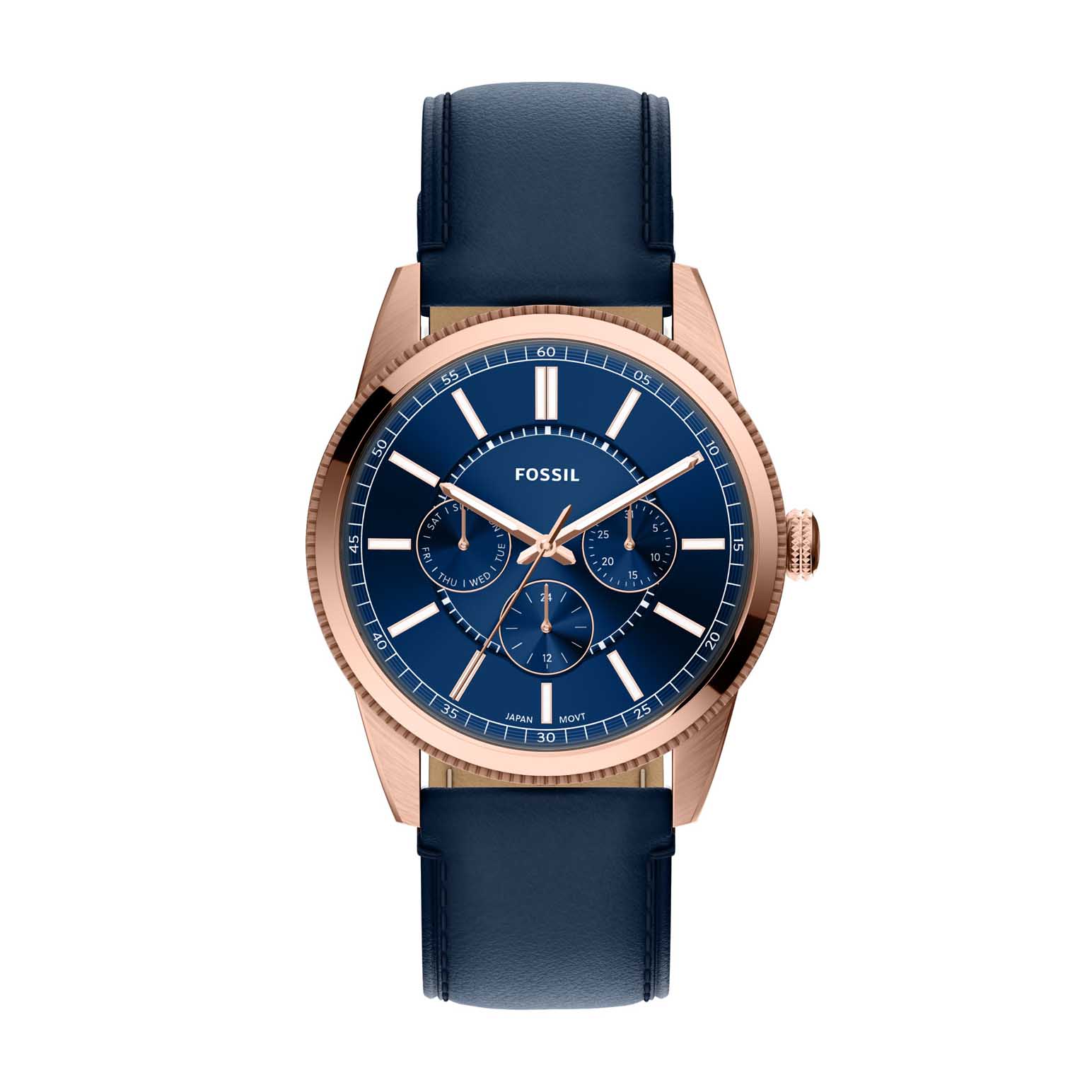 Fossil Pearson 42mm Multifunction Navy Leather Watch