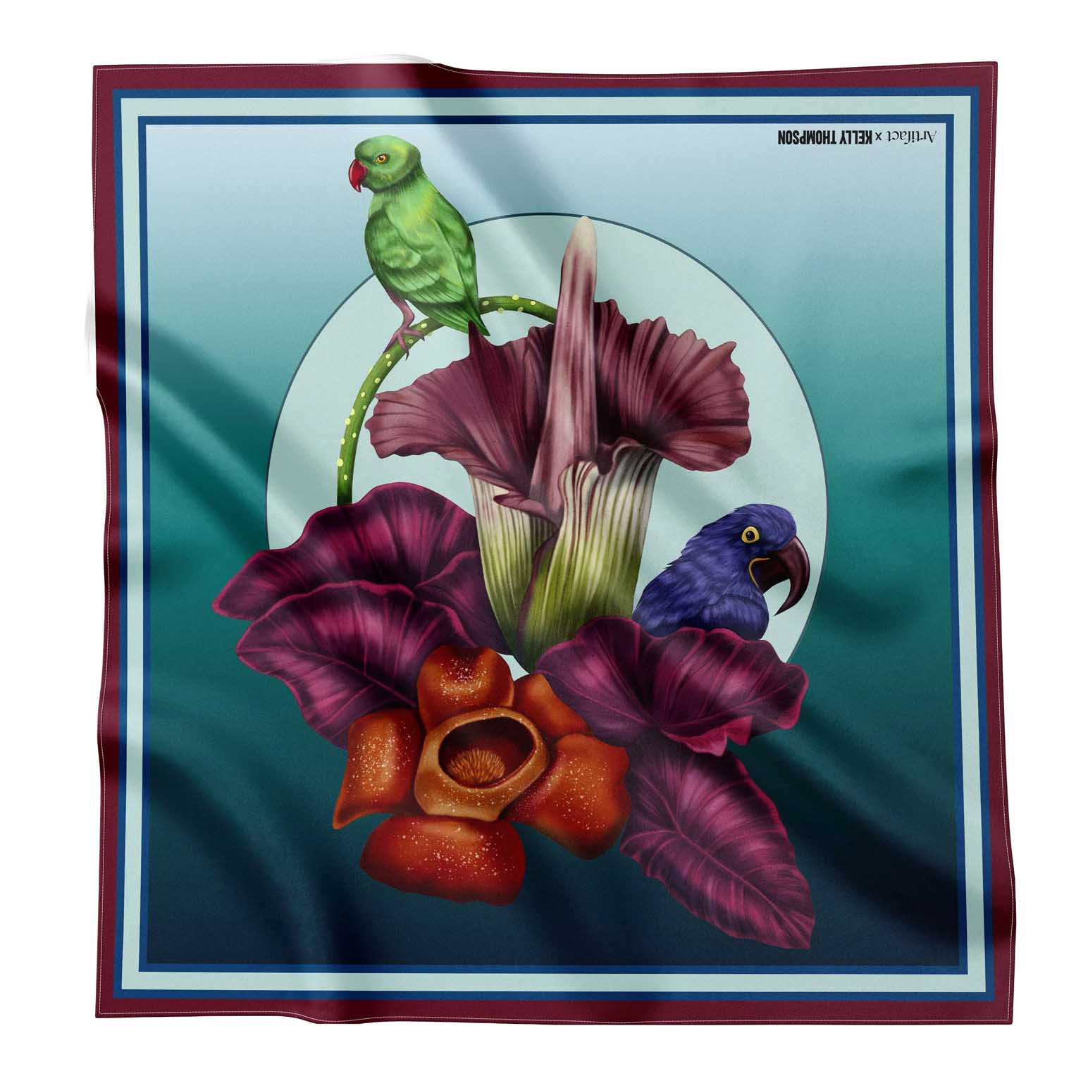 Artifact x Kelly Thompson Plume Square Silk Scarf