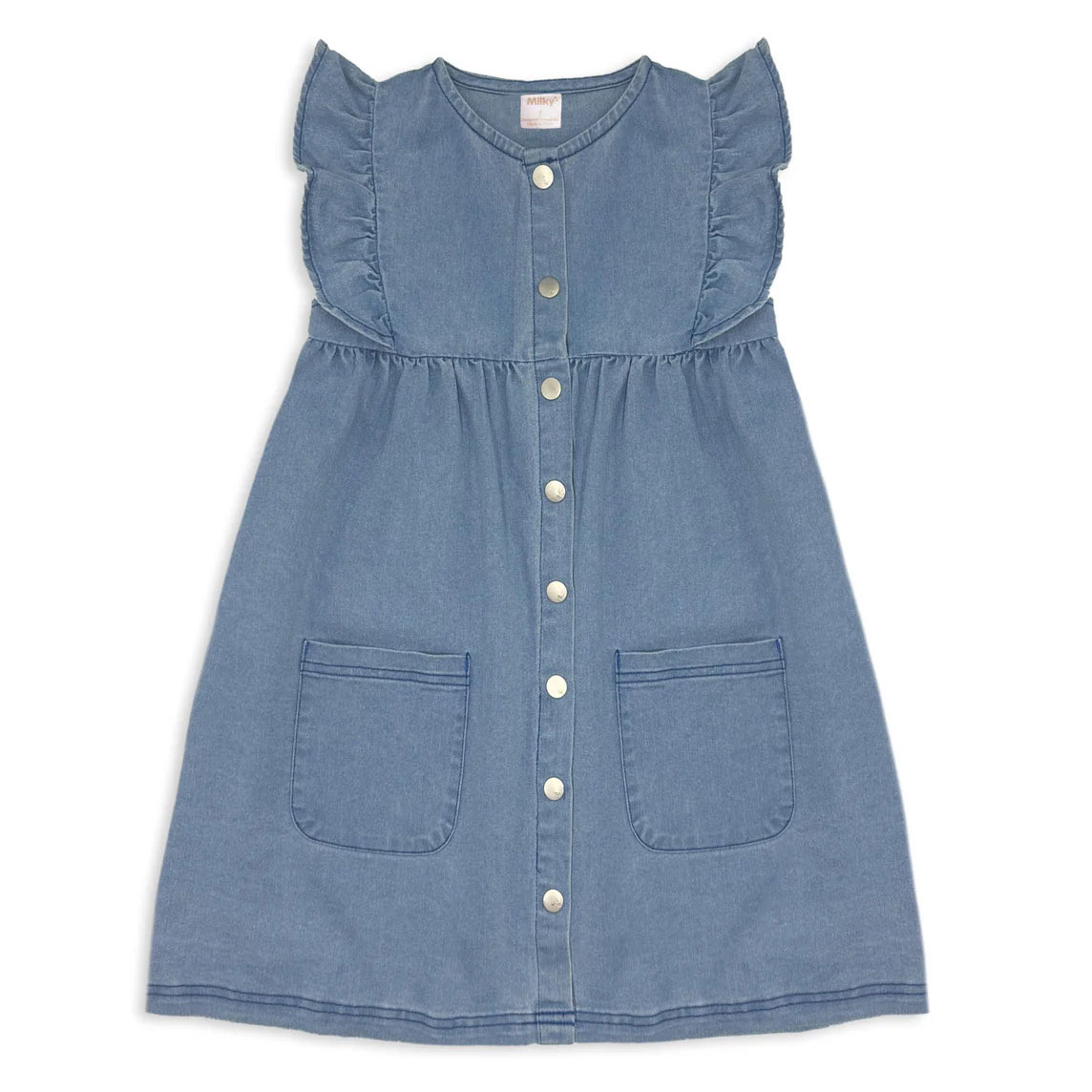 Milky Denim Frill Dress