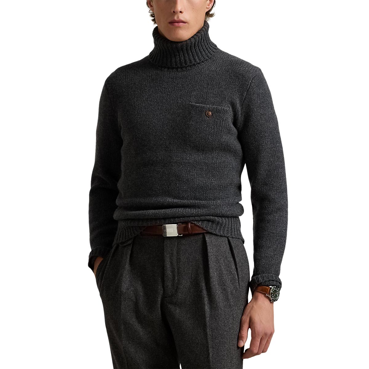 Polo Ralph Lauren Wool-Cashmere Pocket Turtleneck Sweater