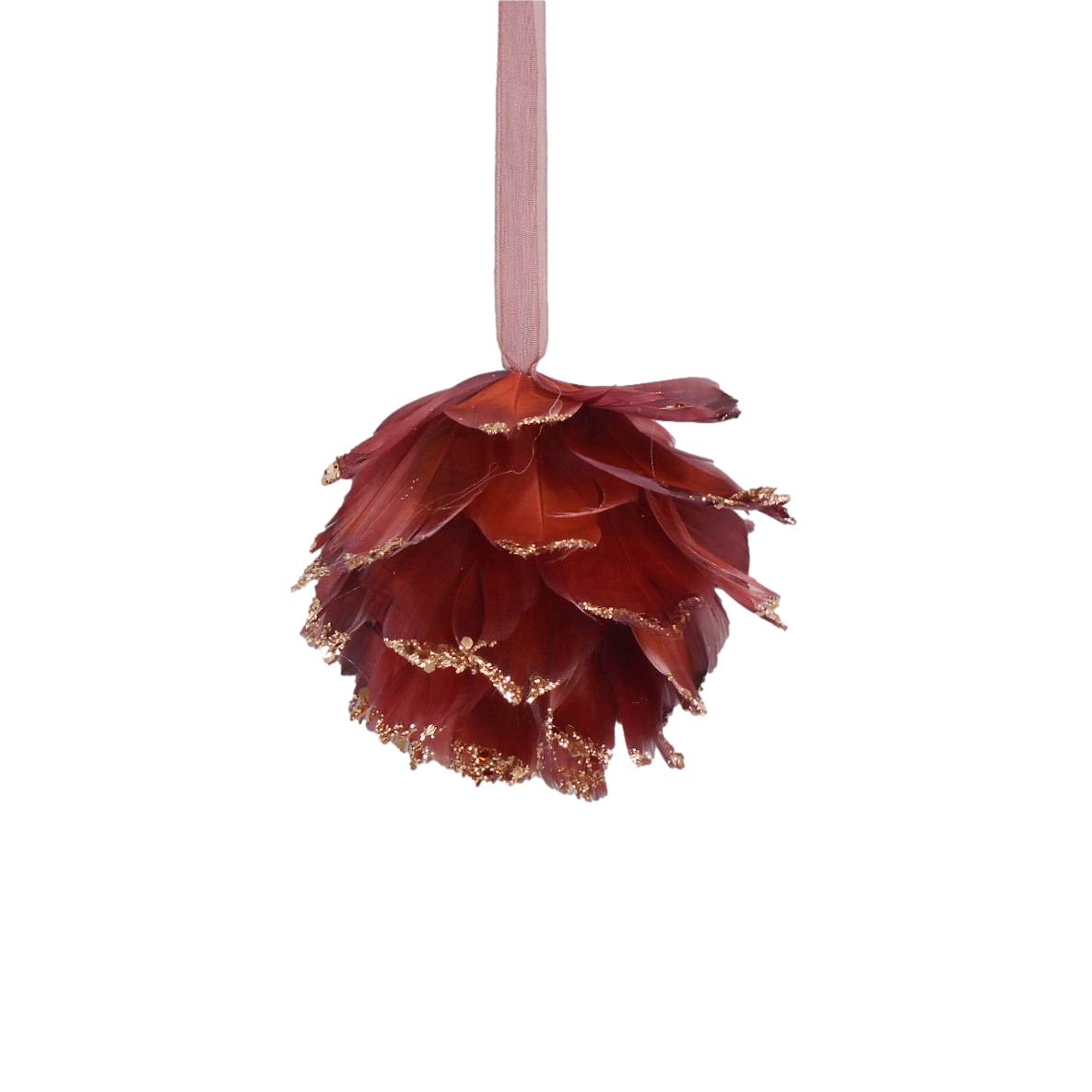 Feather Pinecone Bauble 11x11x11cm