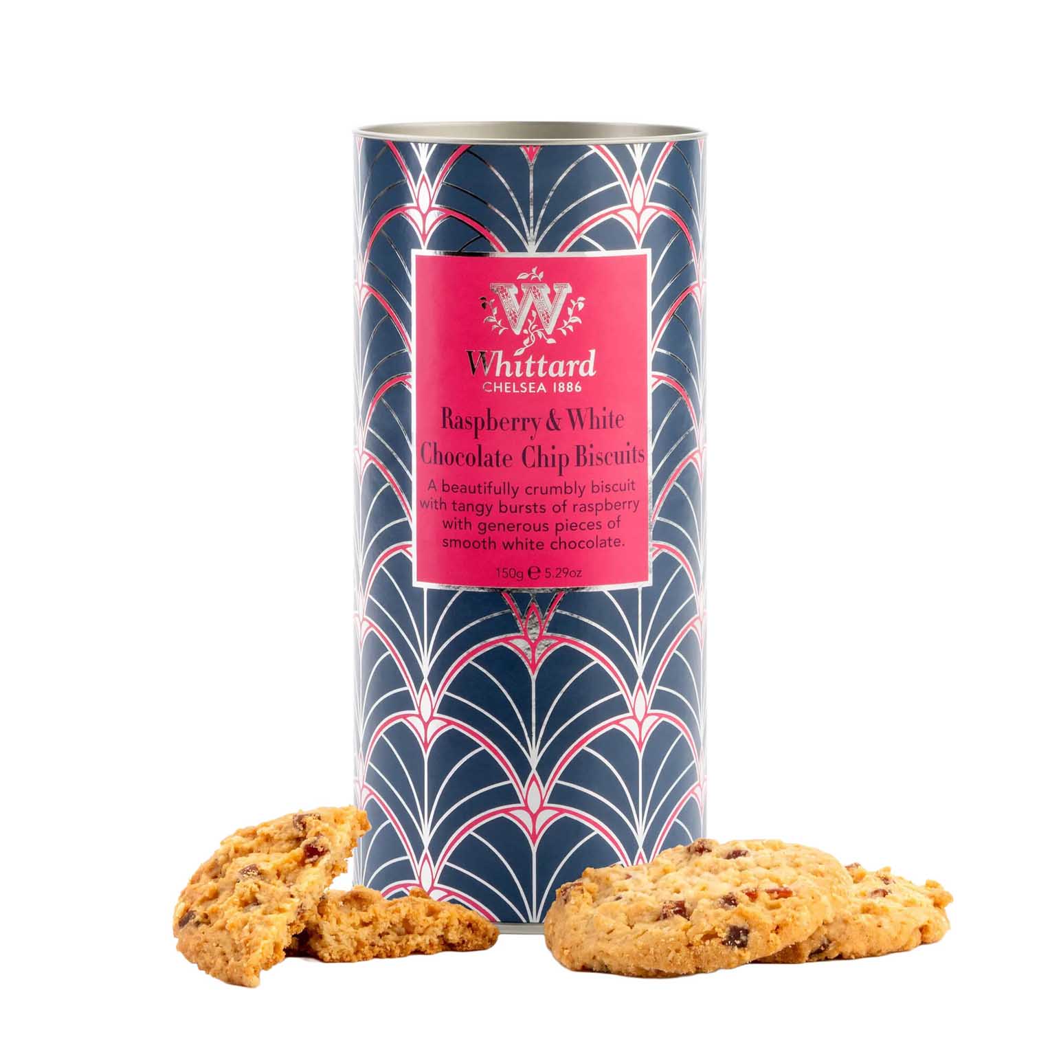 Whittard Raspberry & White Chocolate Biscuit Tube 150g