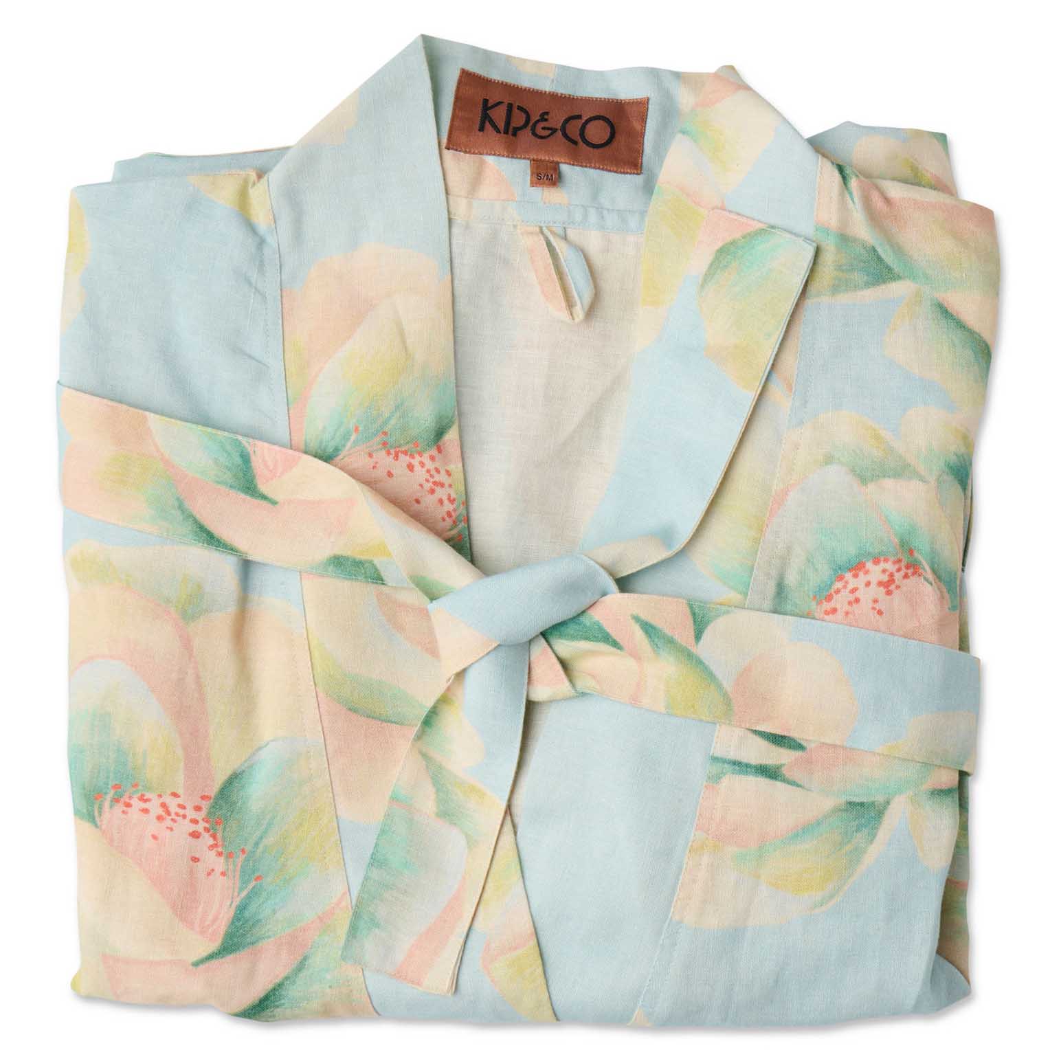 Kip&Co Big Beauty Floral Blue Linen Robe