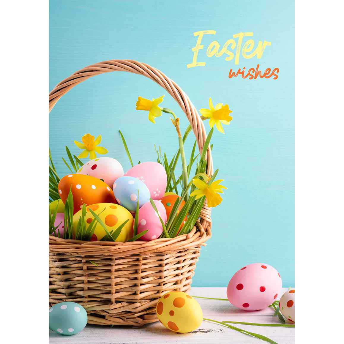 Image Gallery Ea: Eggs In Basket W Daffodils Card