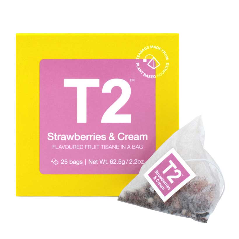 T2 Strawberries & Cream Tea Bag Cube 25 Pack