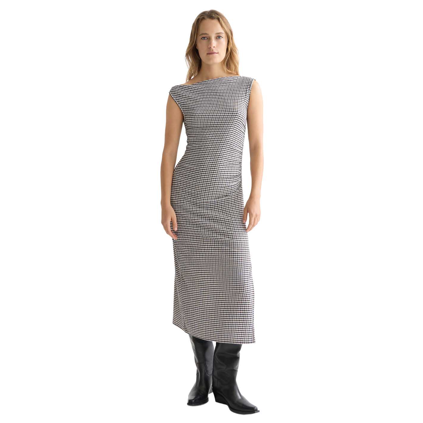 Scotch & Soda Structured Gingham Drapey Midi Dress