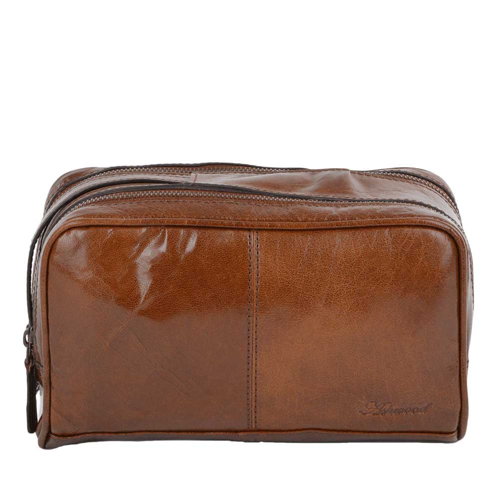 Ashwood Dual Zip Leather Washbag