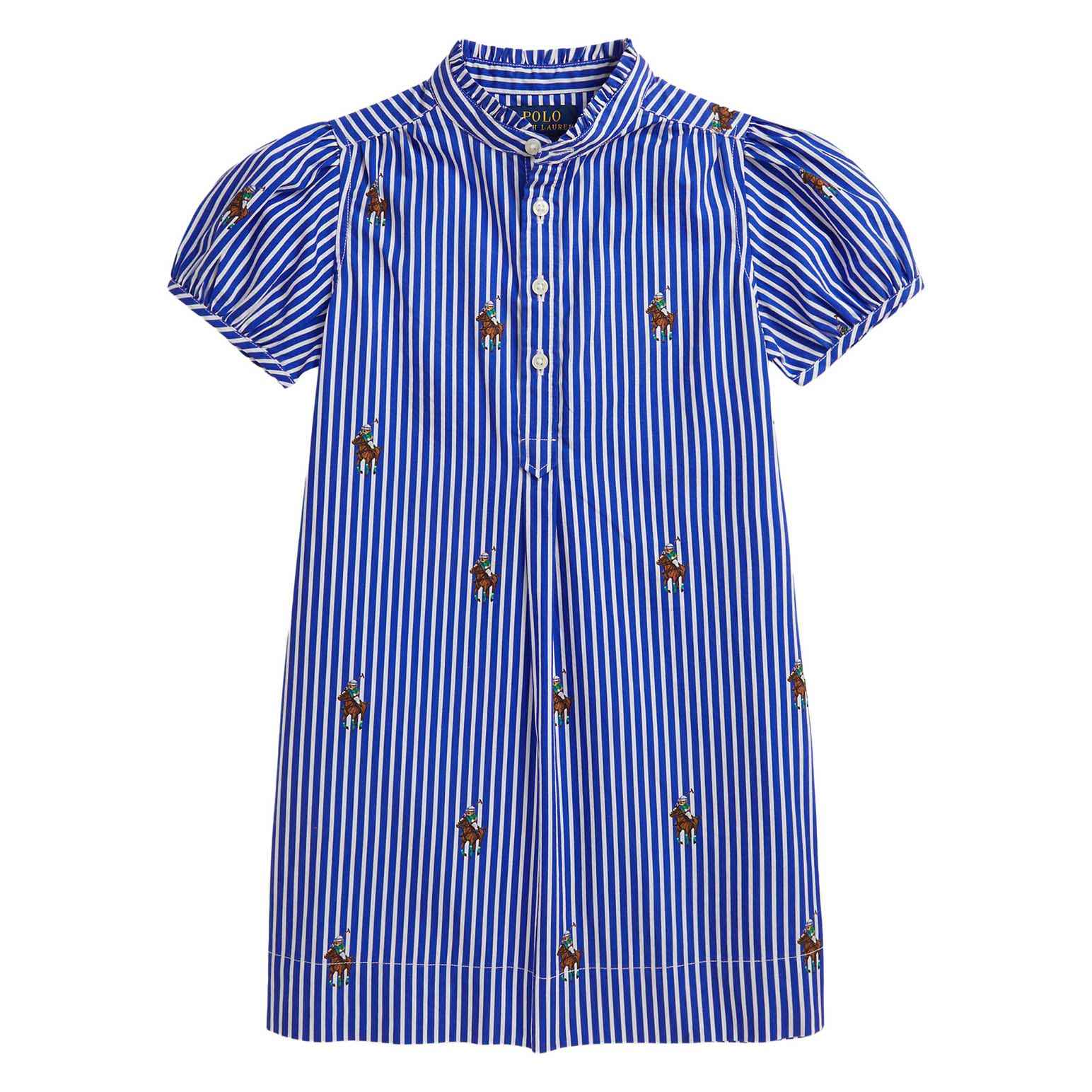 Polo Ralph Lauren Polo Bear Striped Cotton Poplin Dress 3-6Y