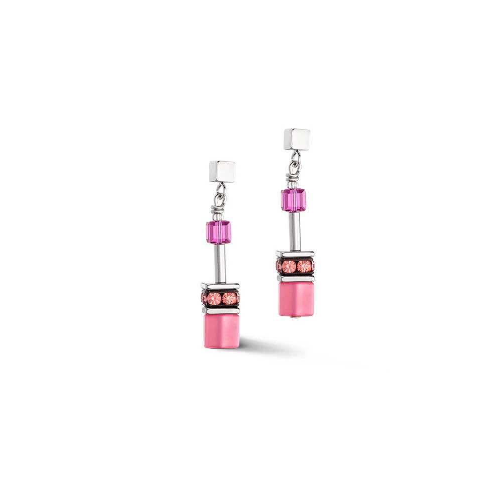 Coeur de Lion GeoCube® Viva Magenta Earrings