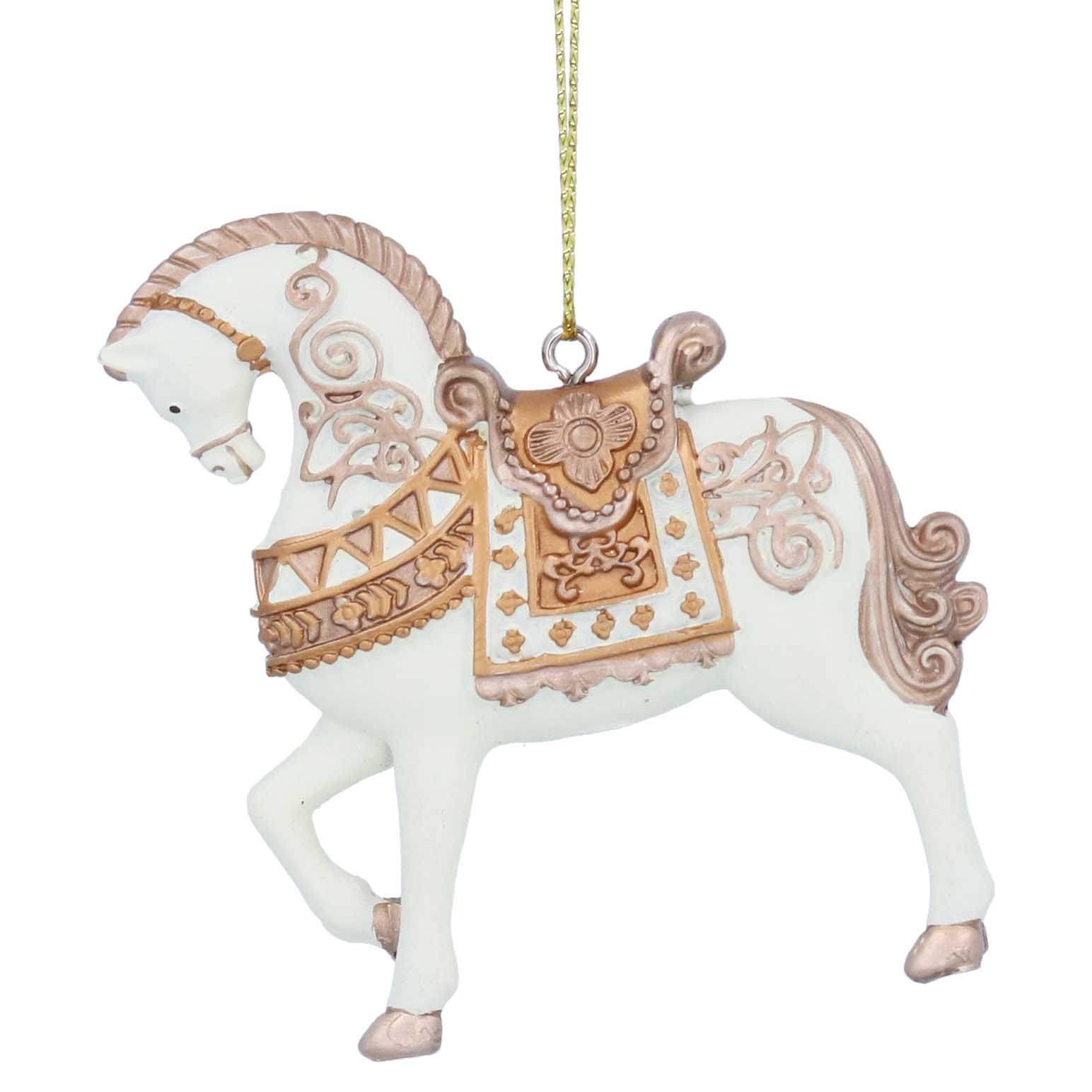 Gisela Graham Cream & Gold Resin Horse Dec