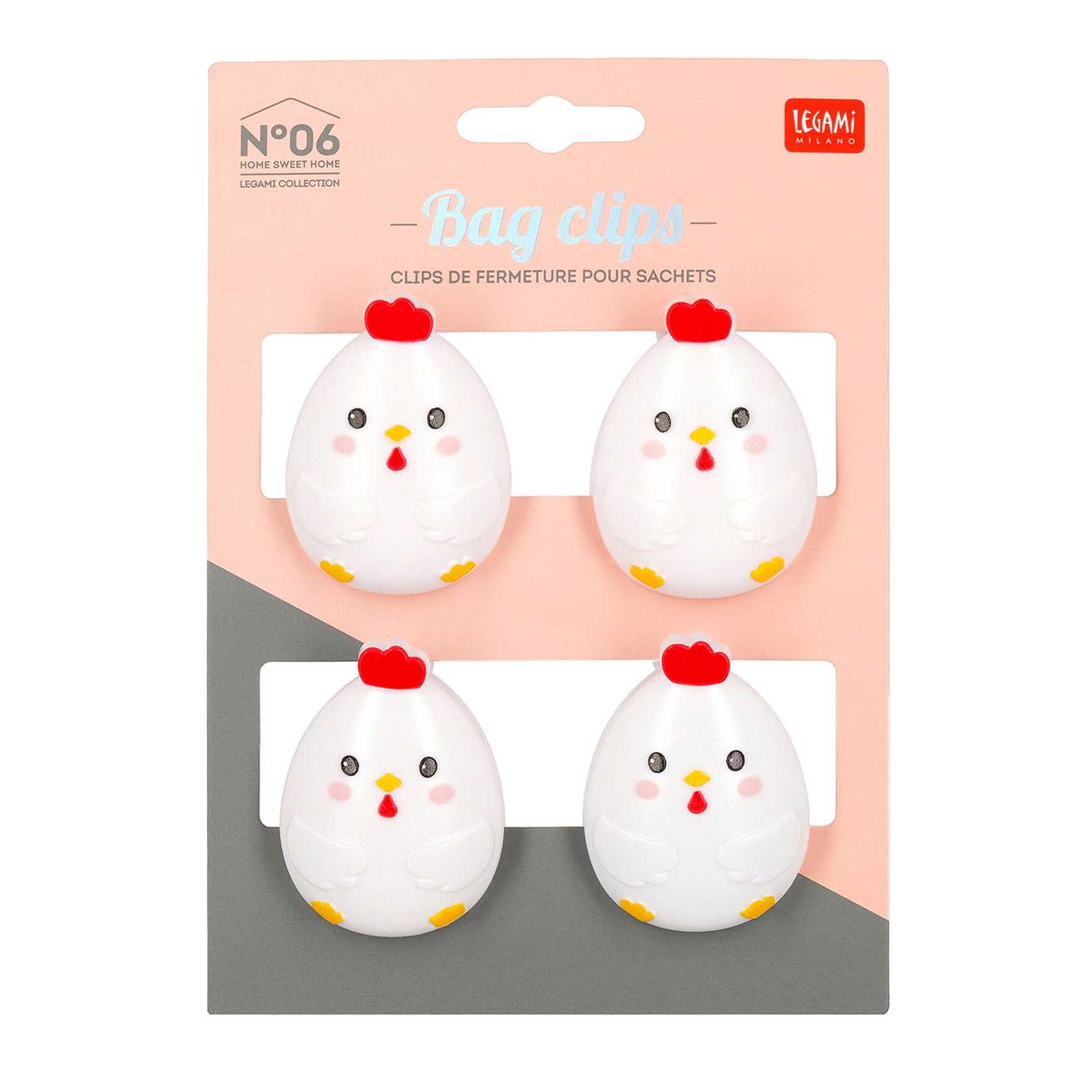 Legami Hen Bag Clips Set of 6