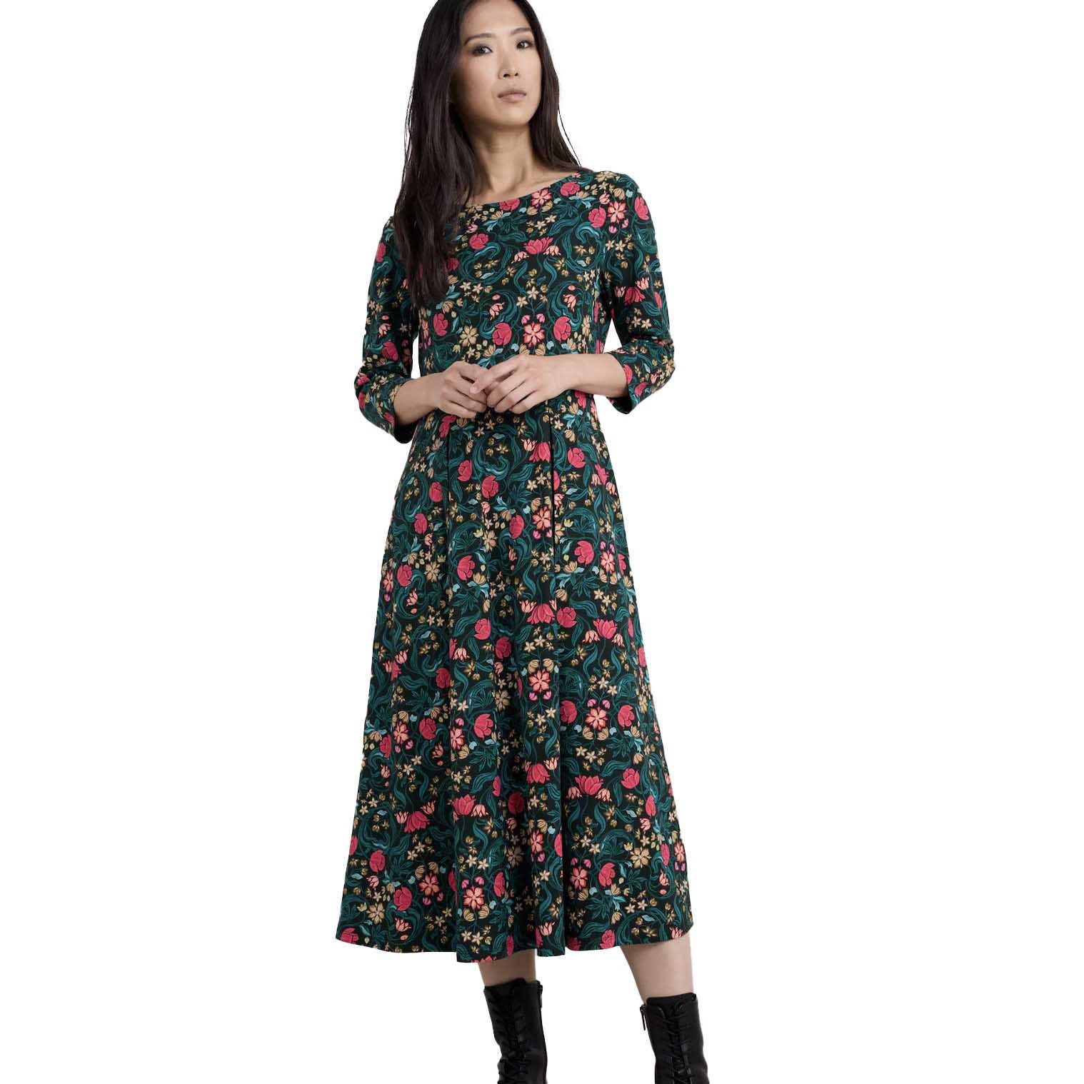 Seasalt Cornwall 3/4 Wild Bouquet Dress Mirrored Floral Tehidy