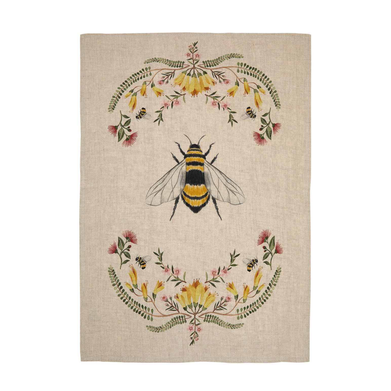 Wallace Cotton Native Bee Linen Tea Towel