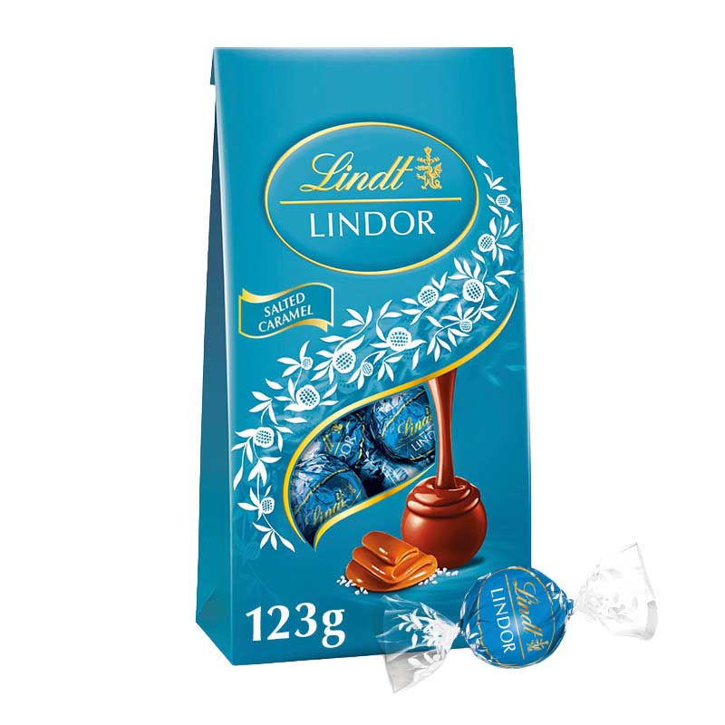 Lindt LINDOR Milk Salted Caramel Bag 123g