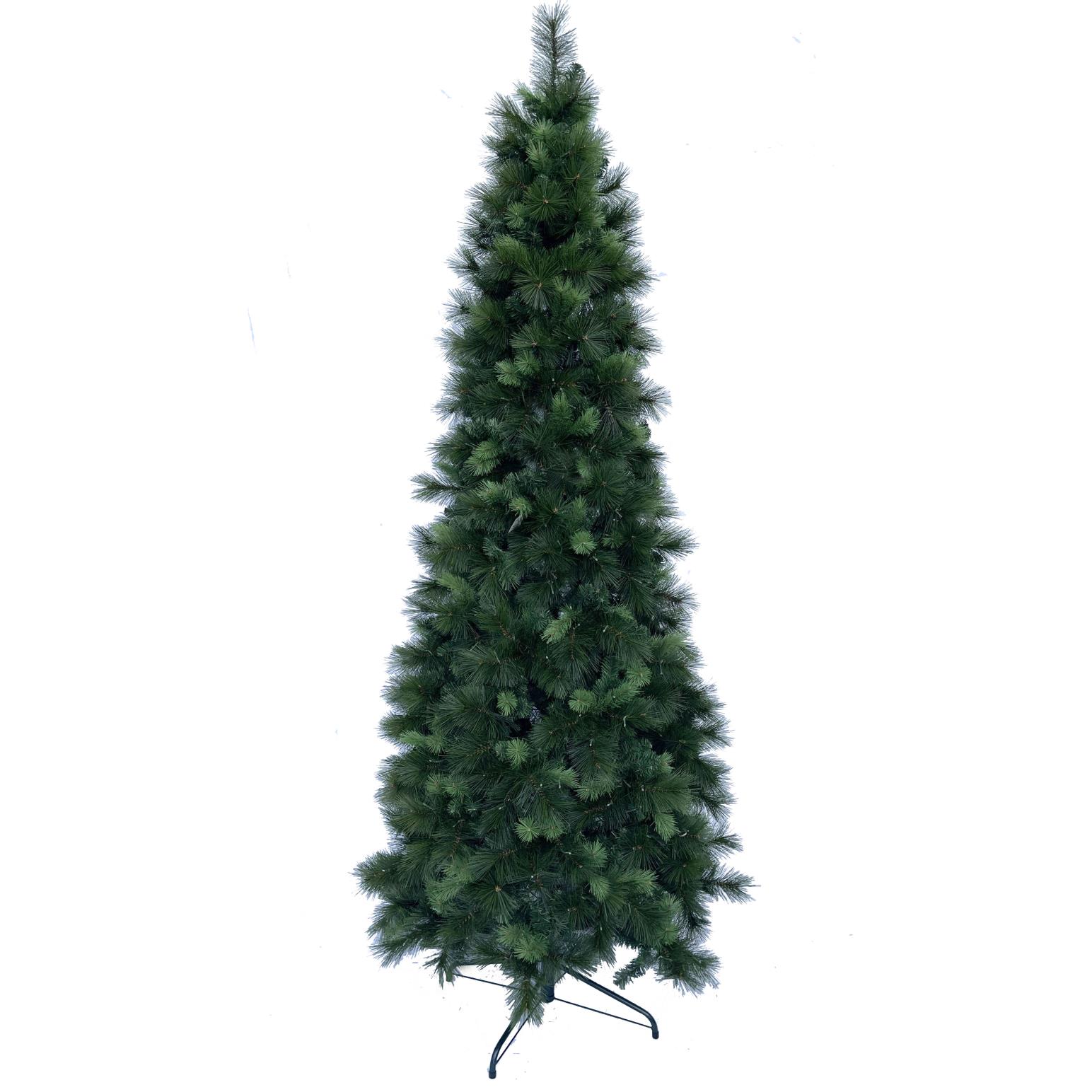 Christmas Tree Luxury Green Pine Slim With Lights 9 Foot
