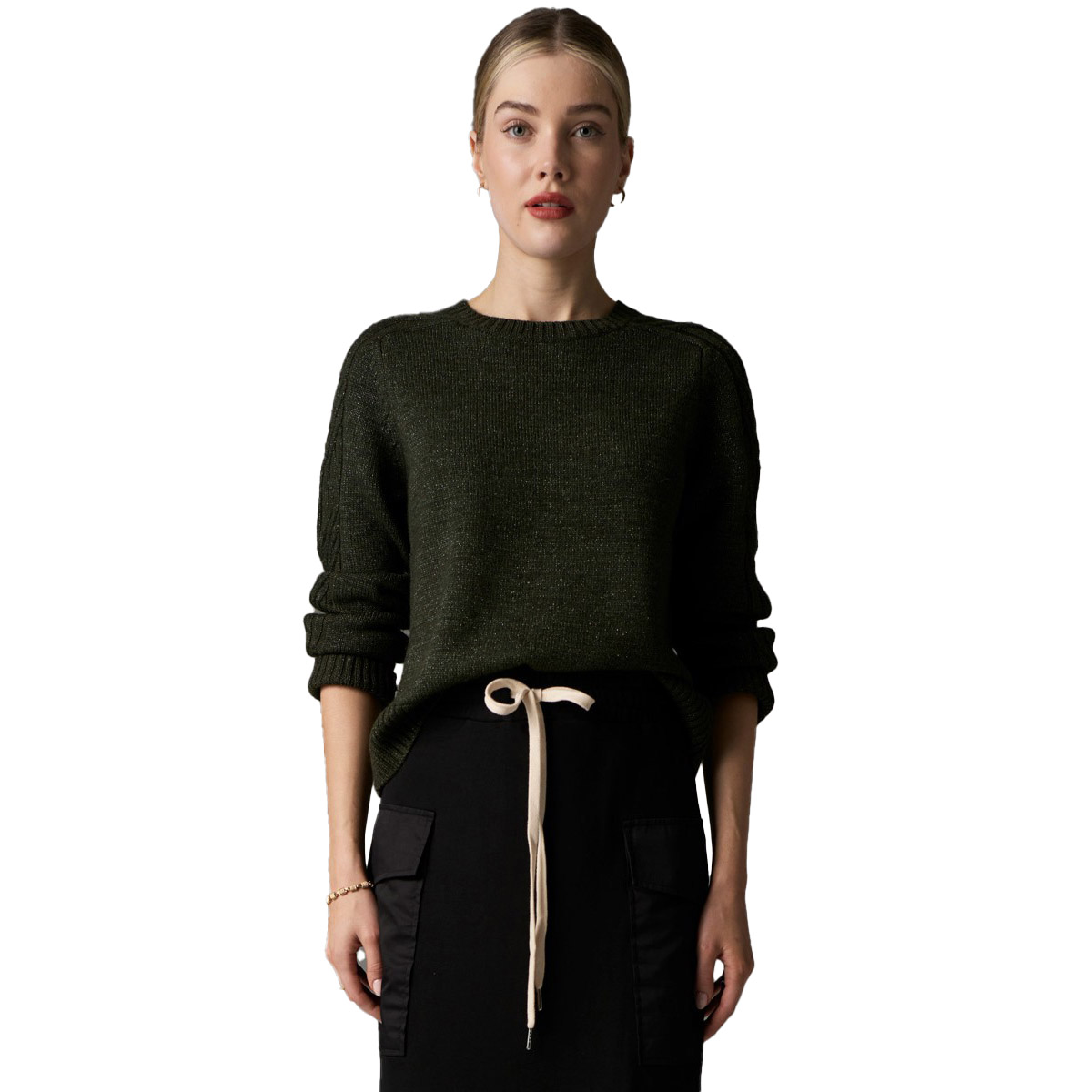 POL Bennet Lurex Cable Knit Jumper