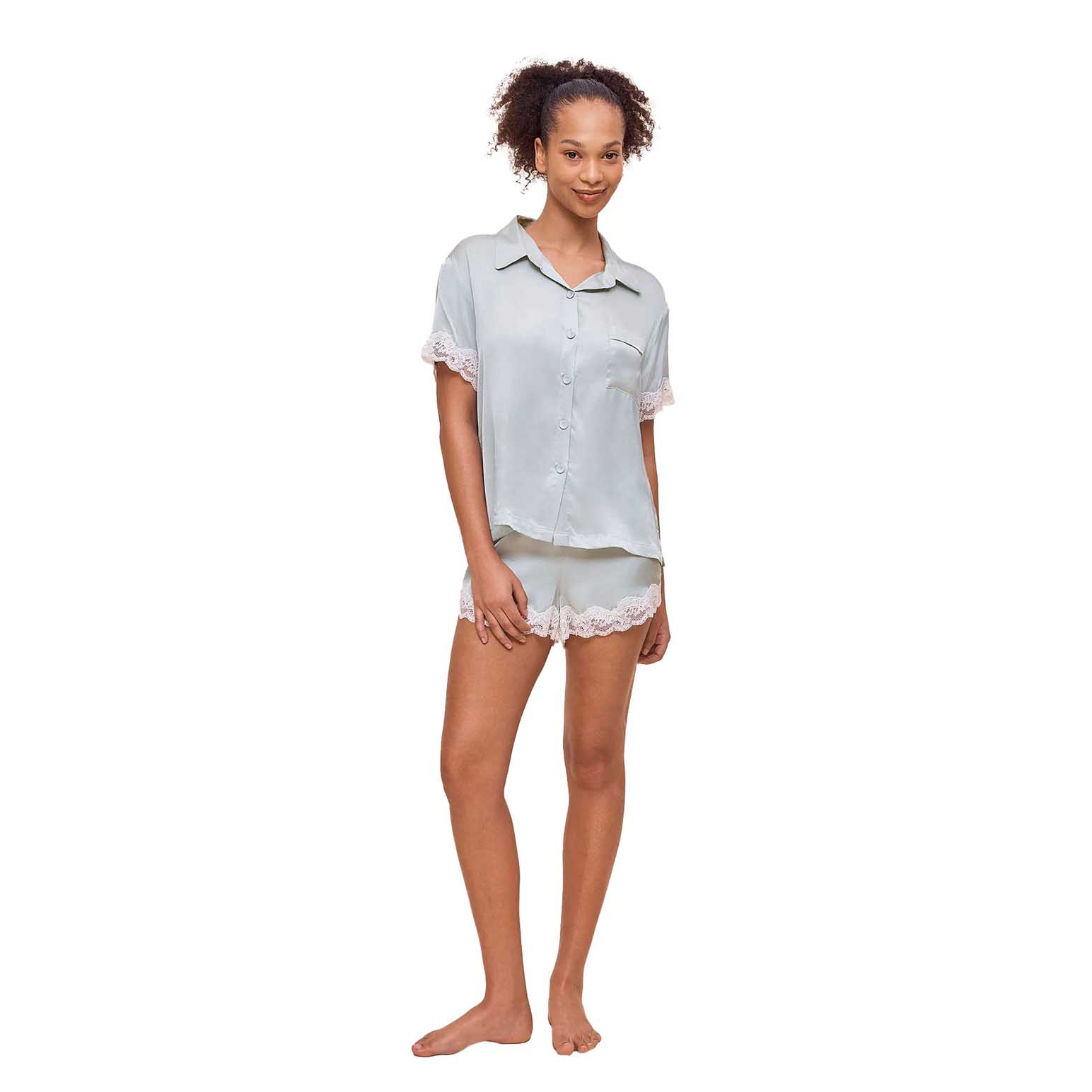 Papinelle Annabelle Satin Lace Boxer Pj Set