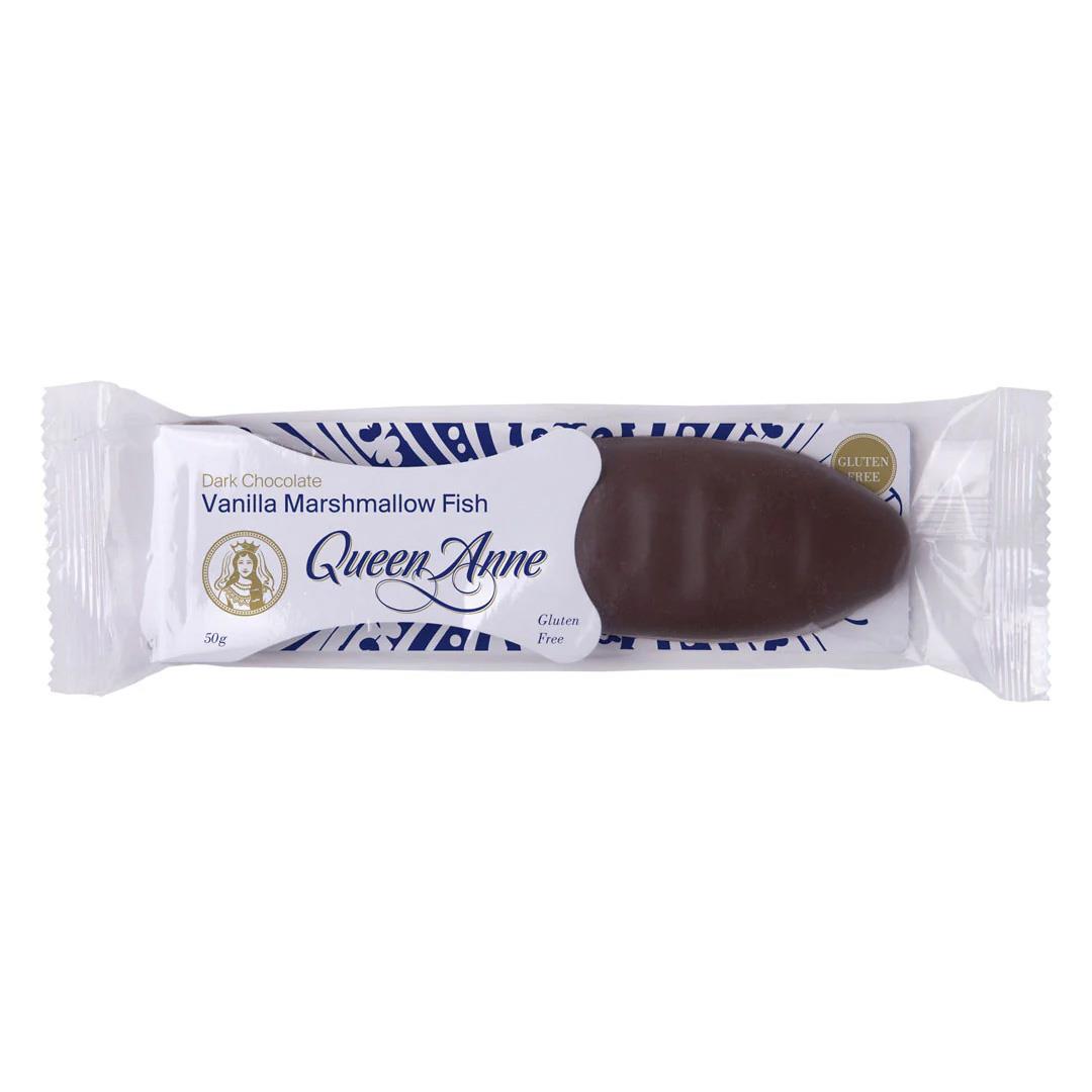 Queen Anne Dark Chocolate Marshmallow Fish Vanilla 50g