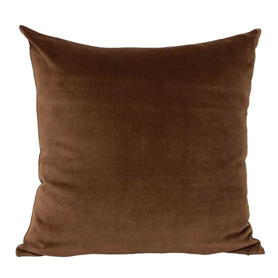 French Country Velvet Cushion Brown