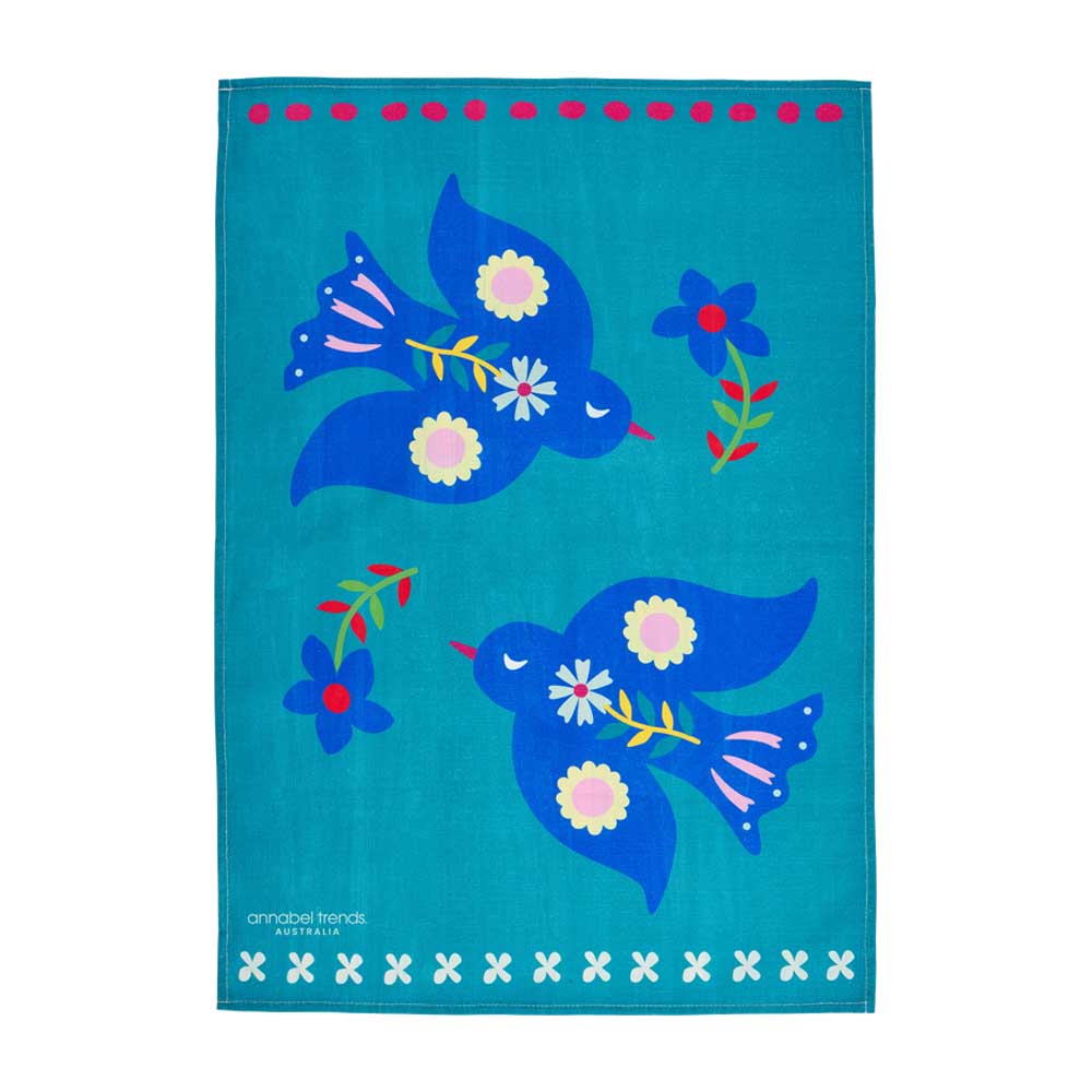 Annabel Trends Cotton Printed Teatowel - Fiesta Bird