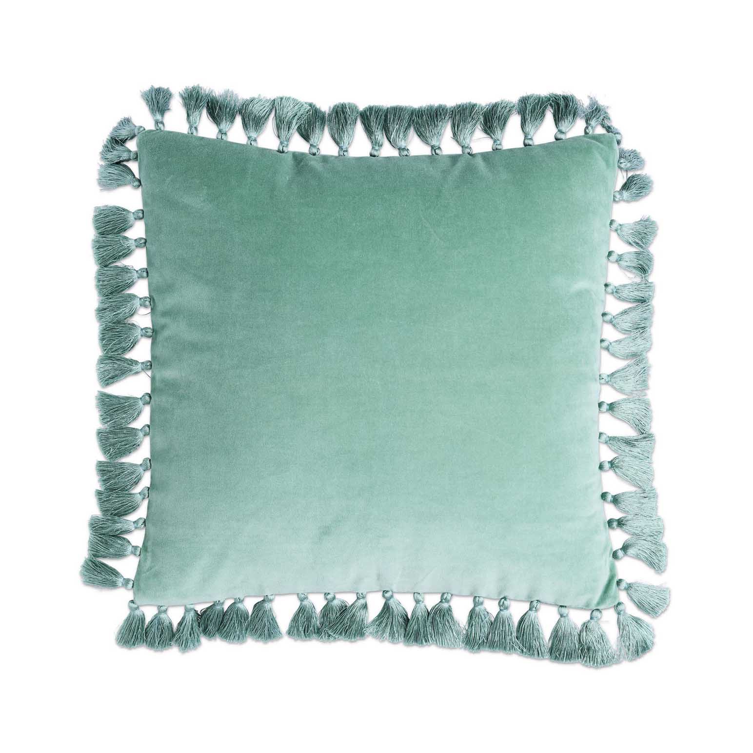 Kip&Co Pistachio Velvet Tassel Cushion