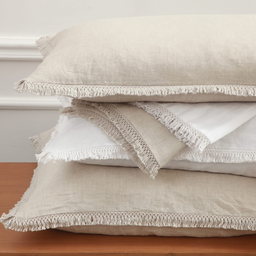 MM Linen Laundered Linen Tassel Pillowcover Set