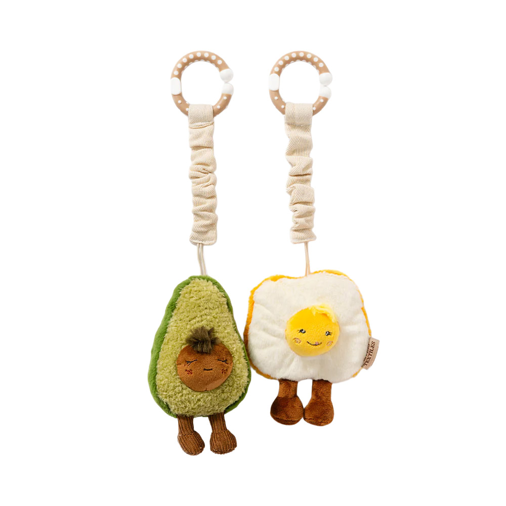 Living Textiles Plush Stroller Toy 2 Pack - Avocado & Egg On Toast