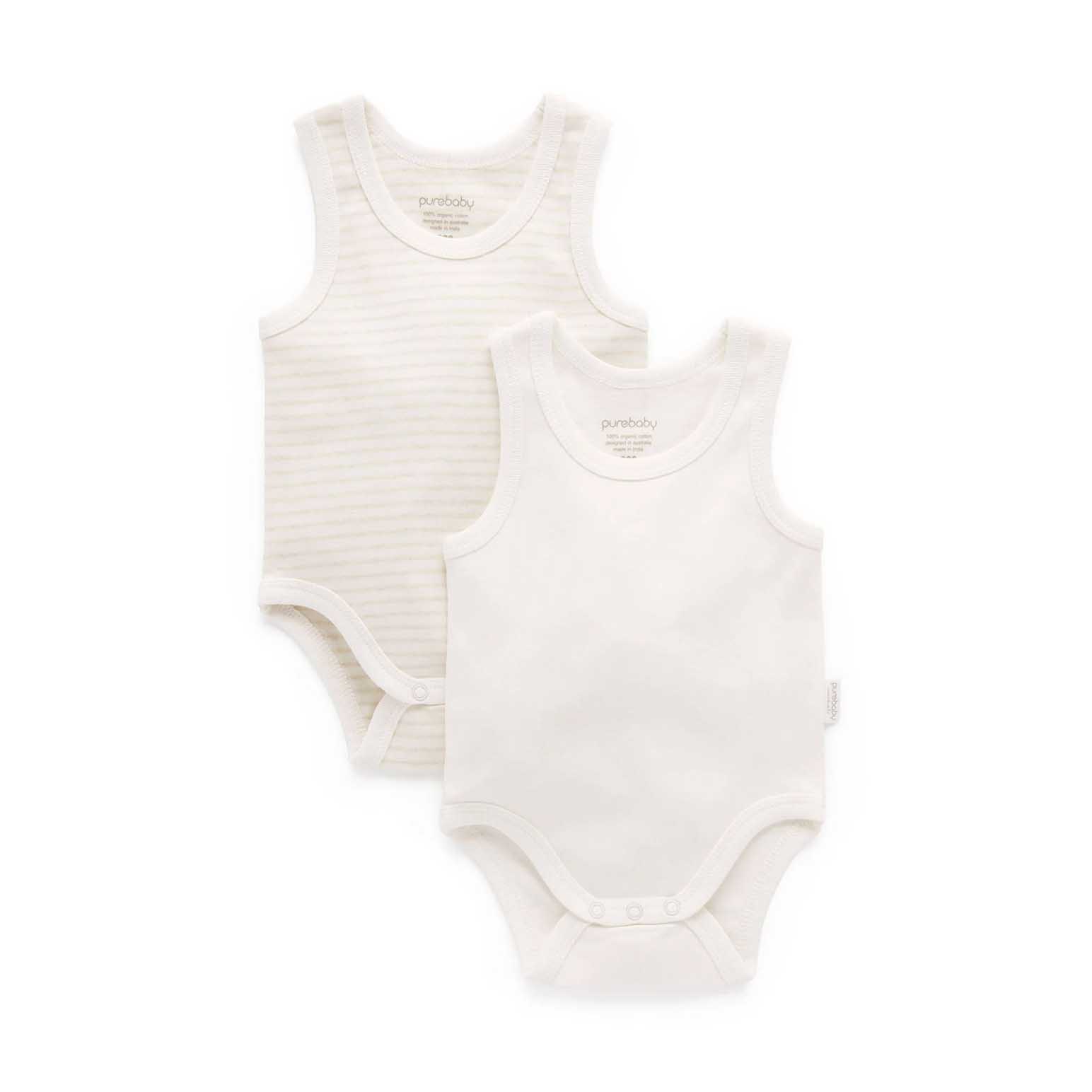 Purebaby Rib Bodysuit 2 Pack