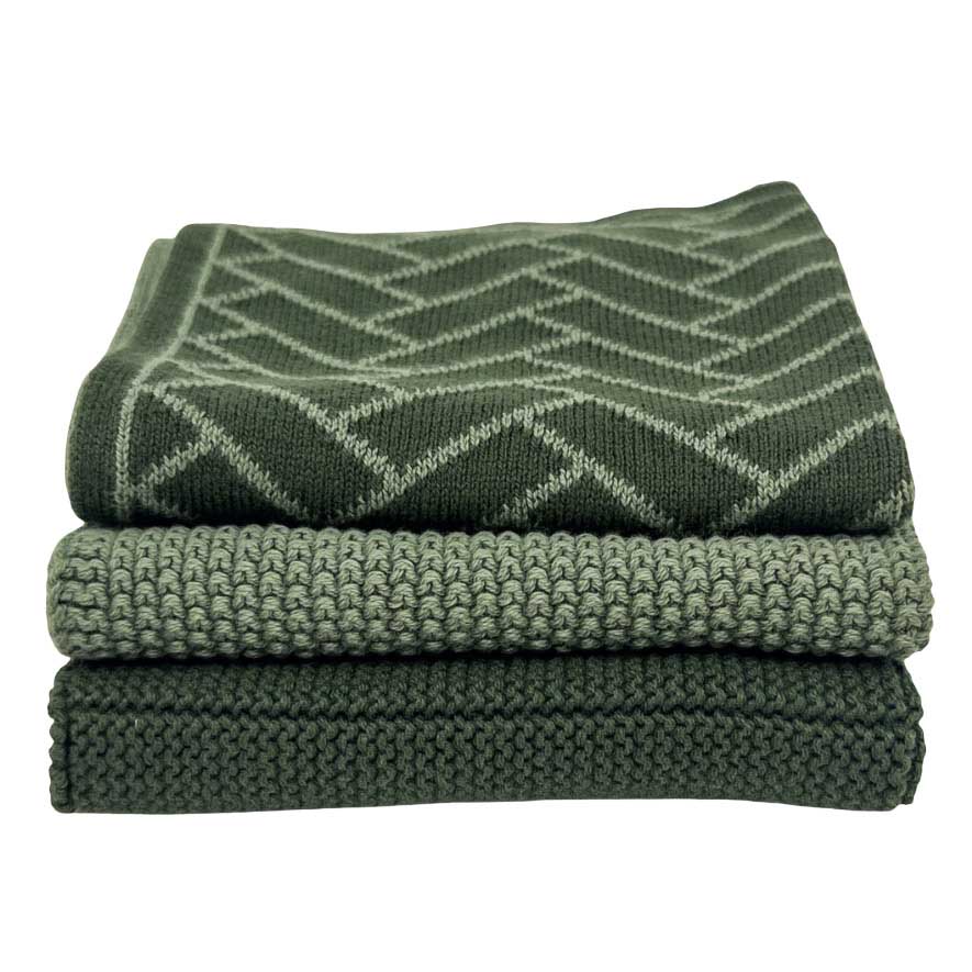 Ecovask Dishcloth Variety 3Pk - Forest Herringbone