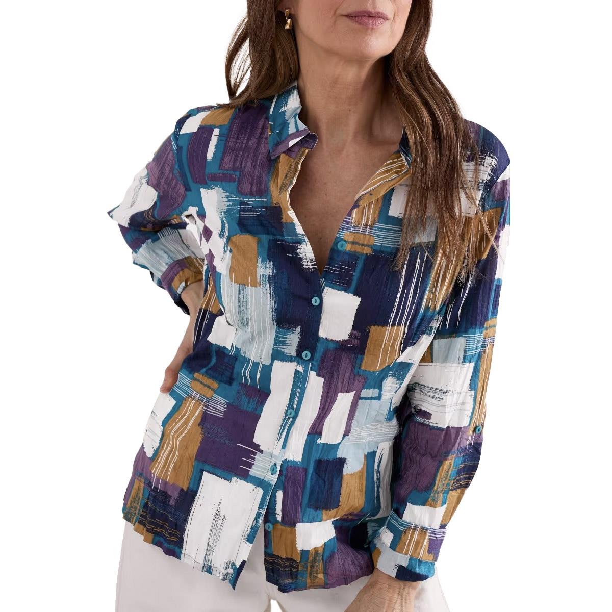 Seasalt Cornwall Larissa Shirt Stitched Abstract Starling
