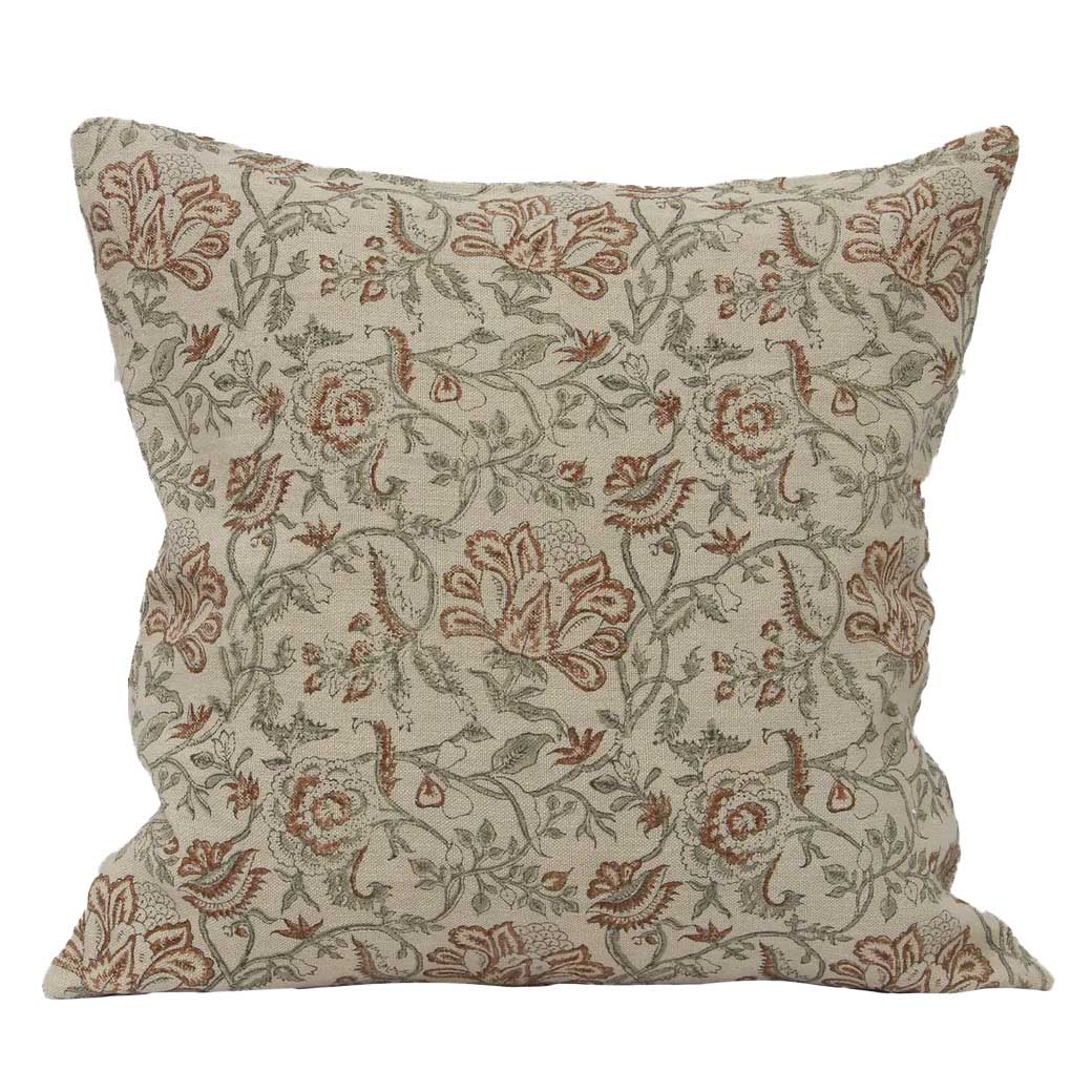 French Country Savannah Floral Handblock Cushion Cover
